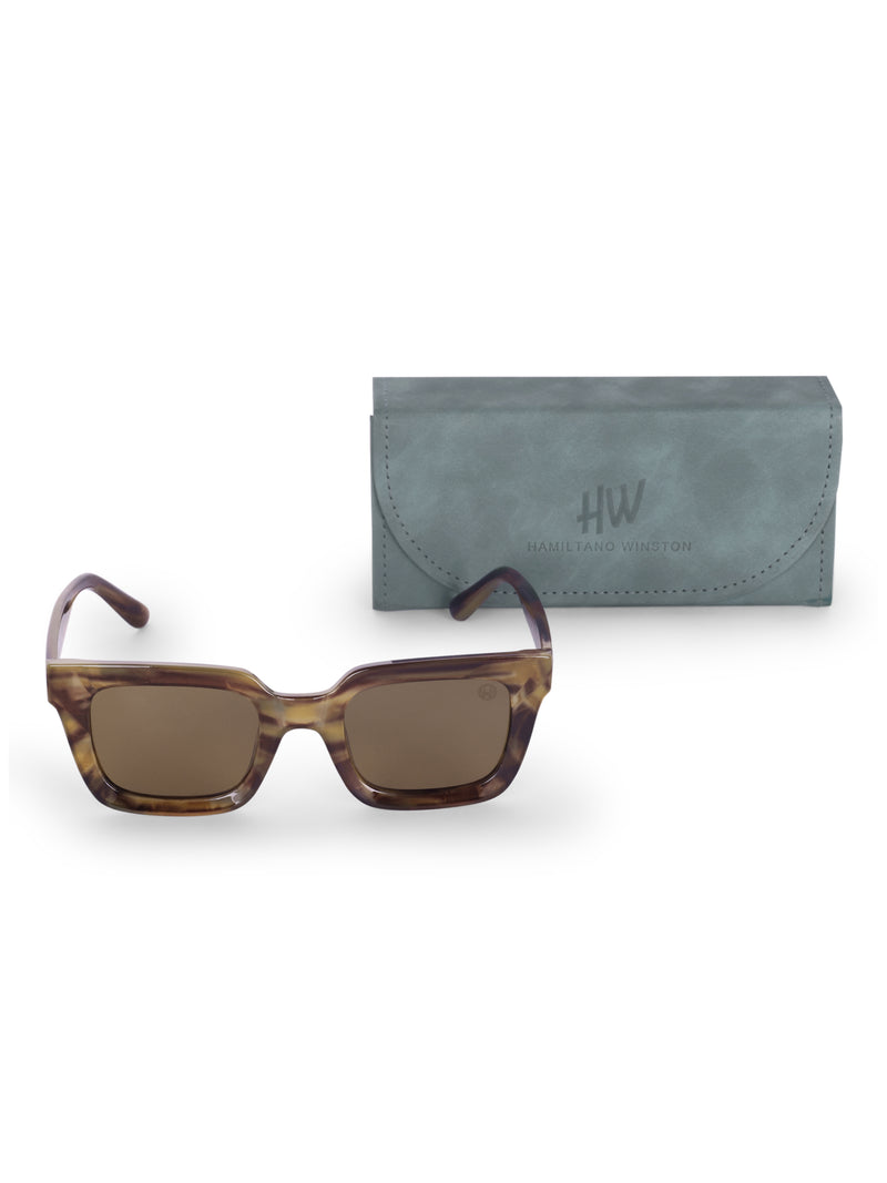 Women's Leopard Brown Wayfarer Rectangular Sunglasses