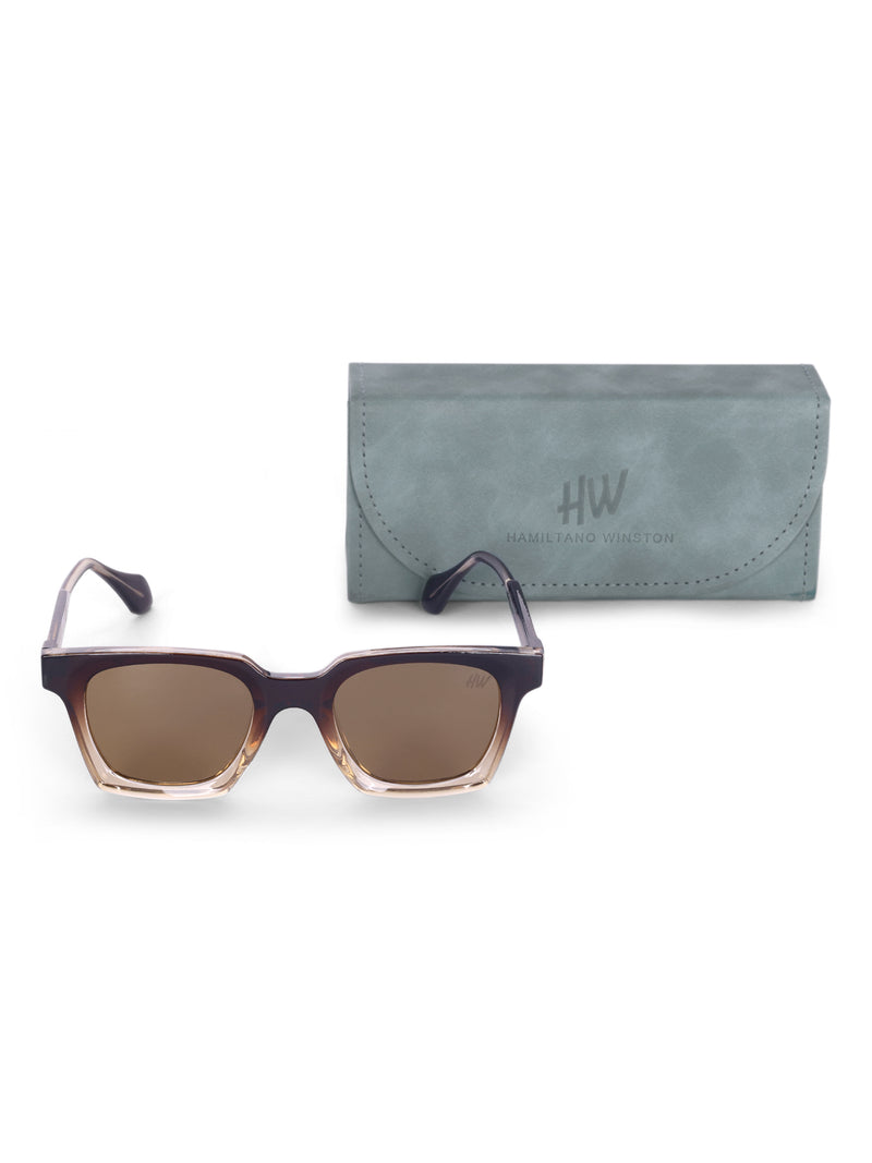 Women's Brown UV Protected Rectangular Sunglasses