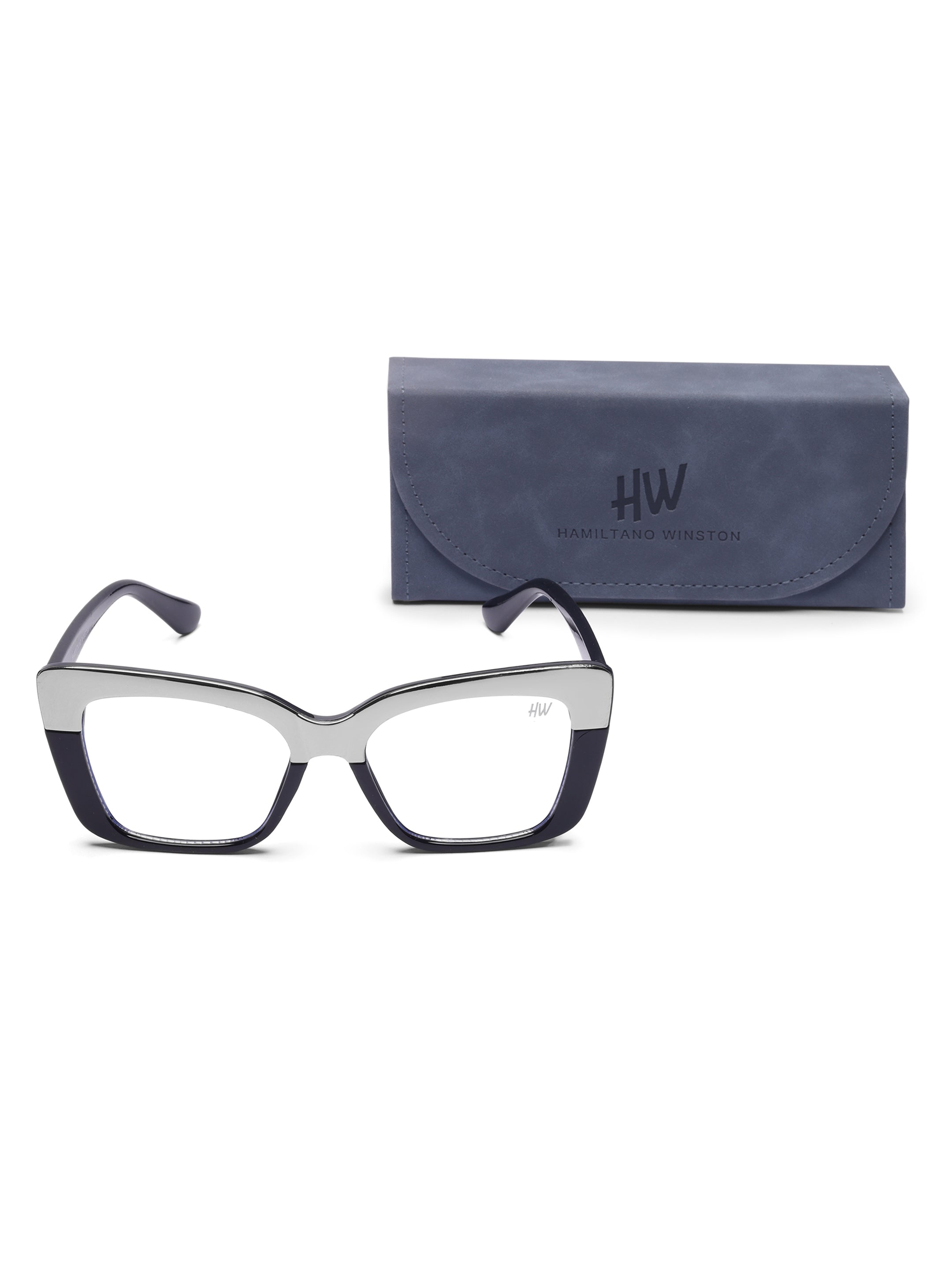Women's Black Grey Rectangular Optical Frame