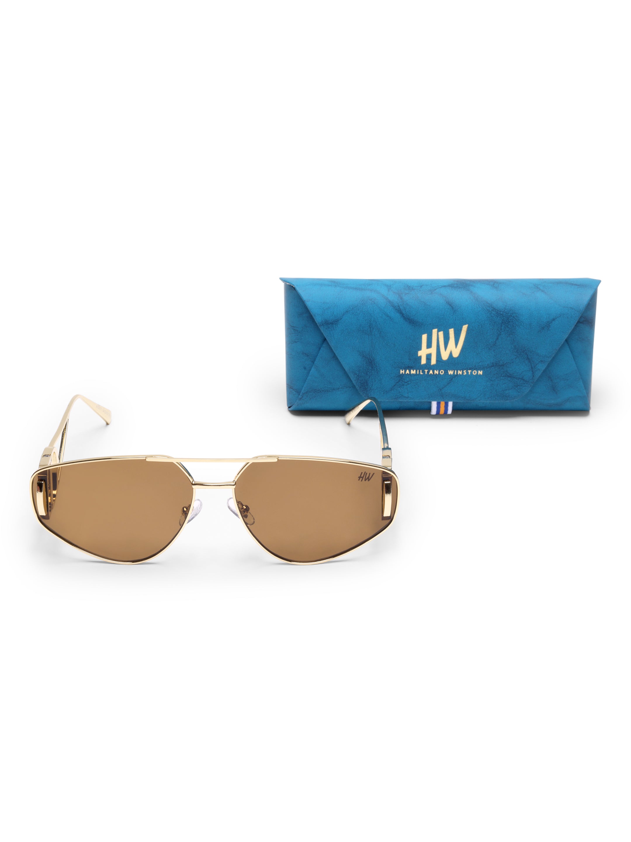 Azura Gold Brown Metal Oval UV Protected Womens Sunglasses