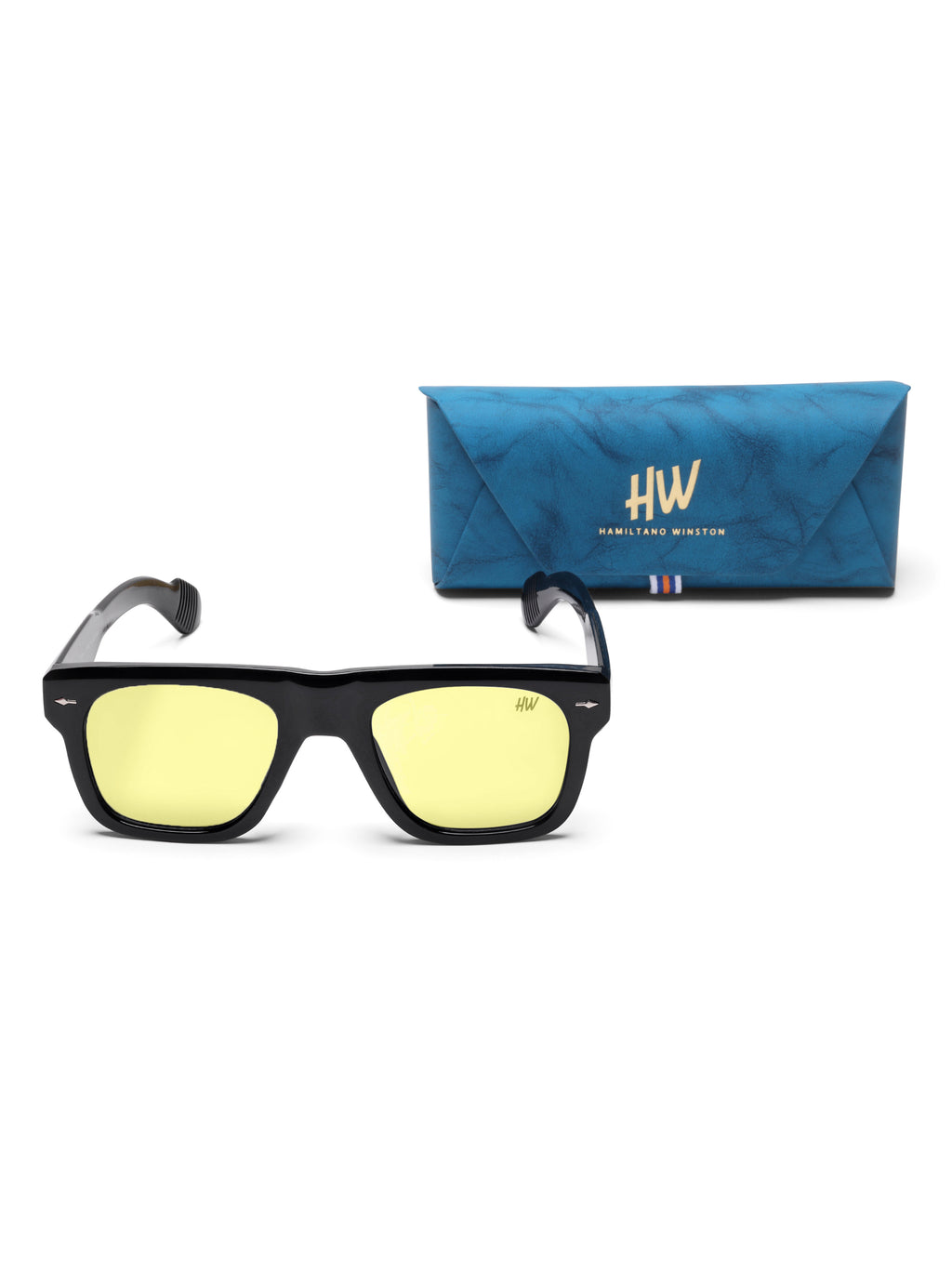 Kaelis Yellow Wayfarer Mens Sunglasses