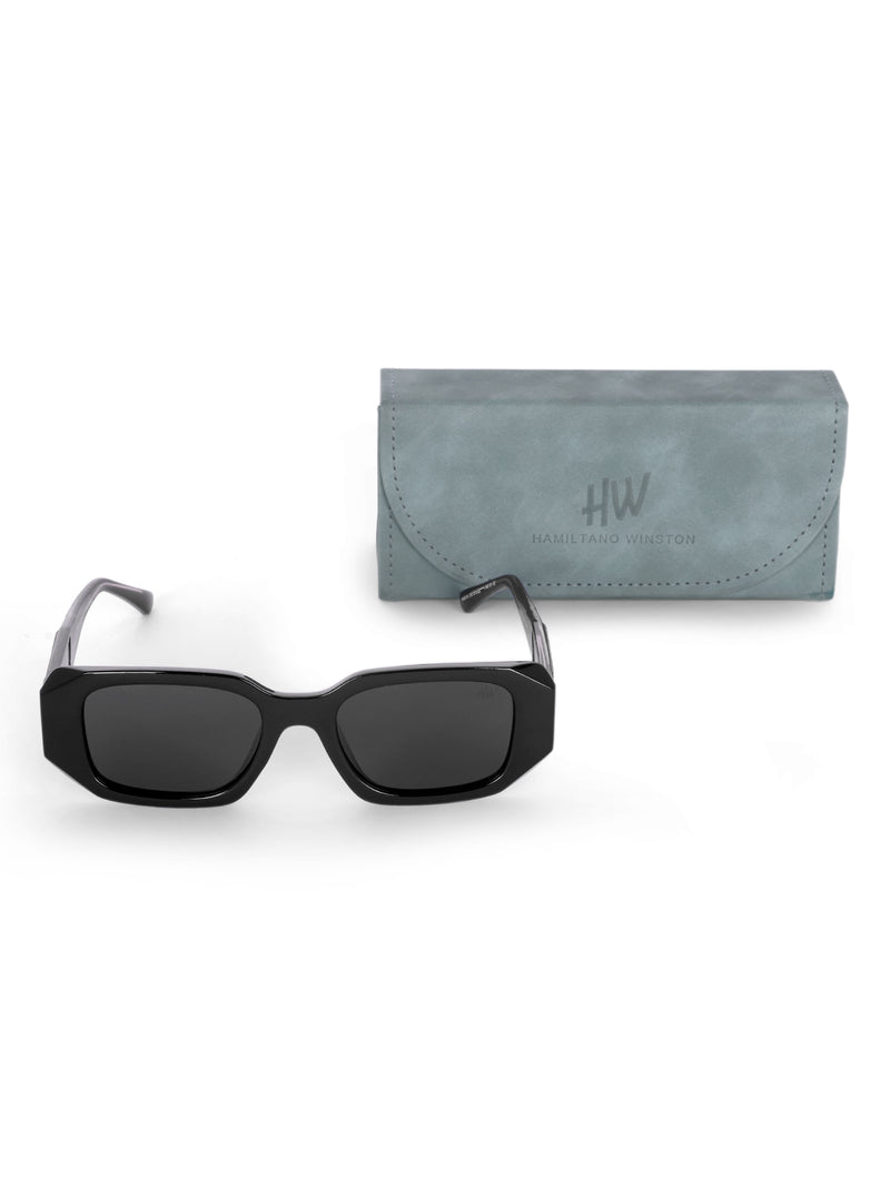 Women's Premium UV Protected Black Rectangular Sunglasses