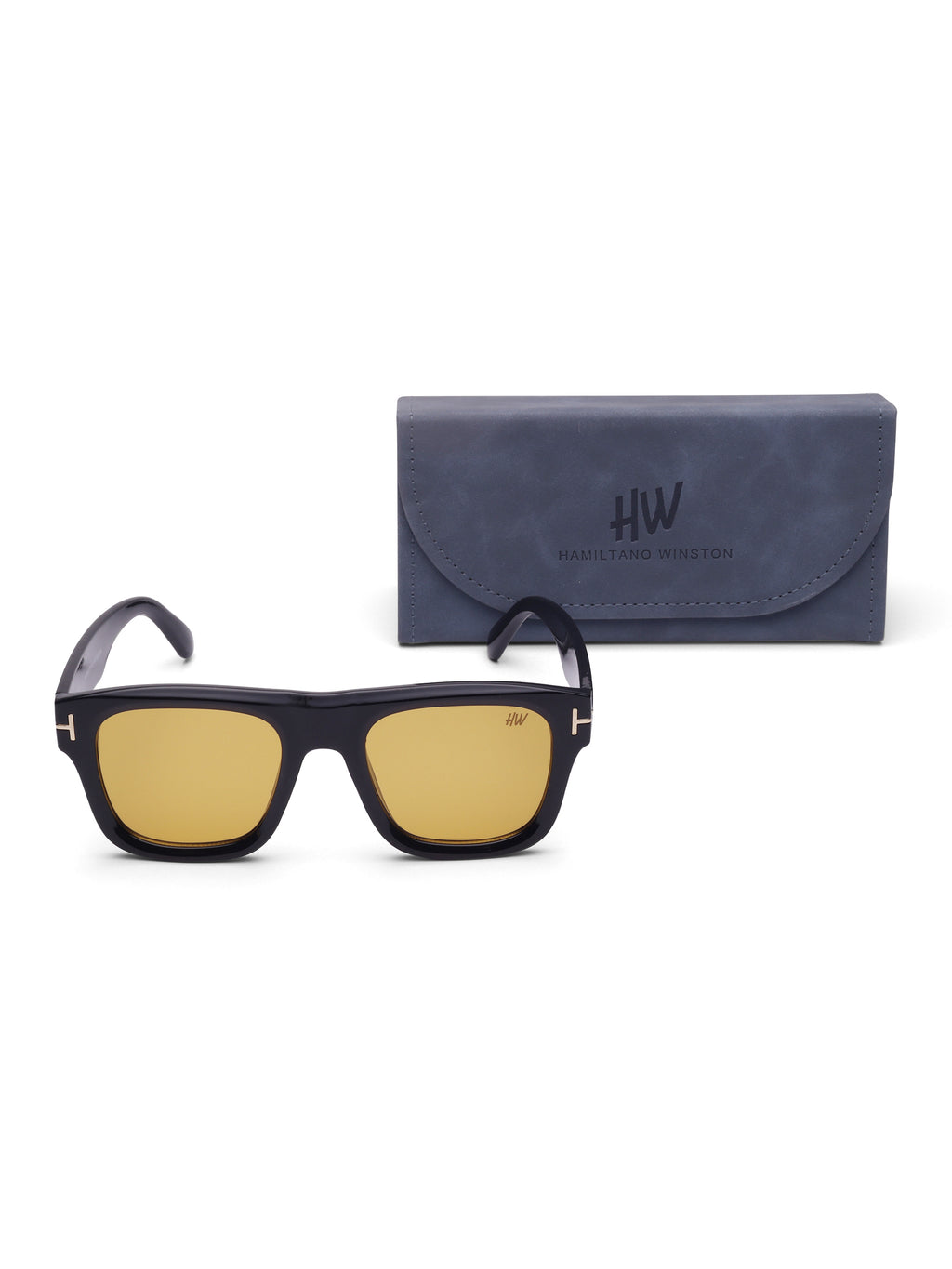 Men's UV Protected Yellow Wayfarer  Rectangular Sunglasses
