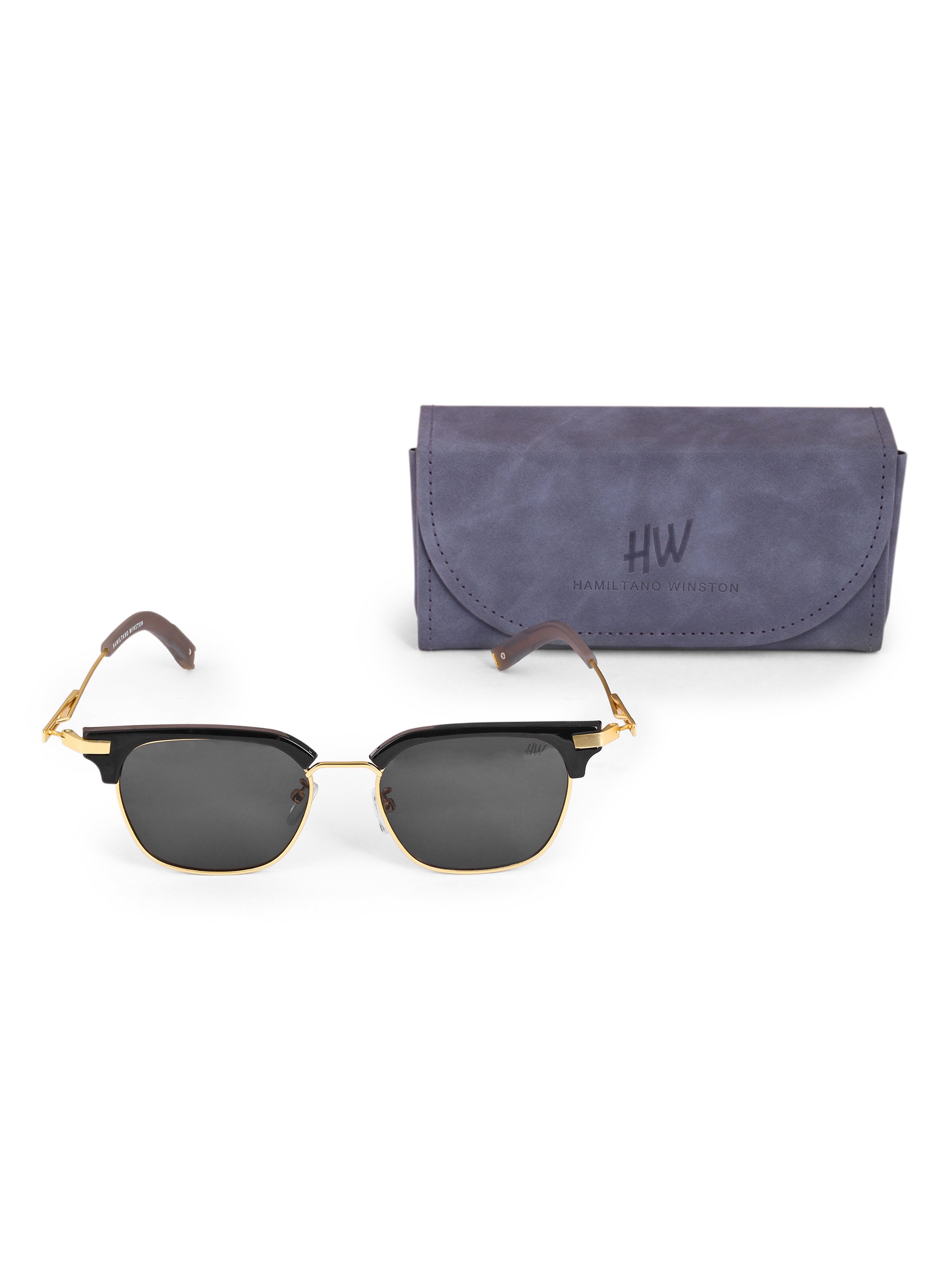 Men's Gold black Clubmaster UV Protected Sunglasses