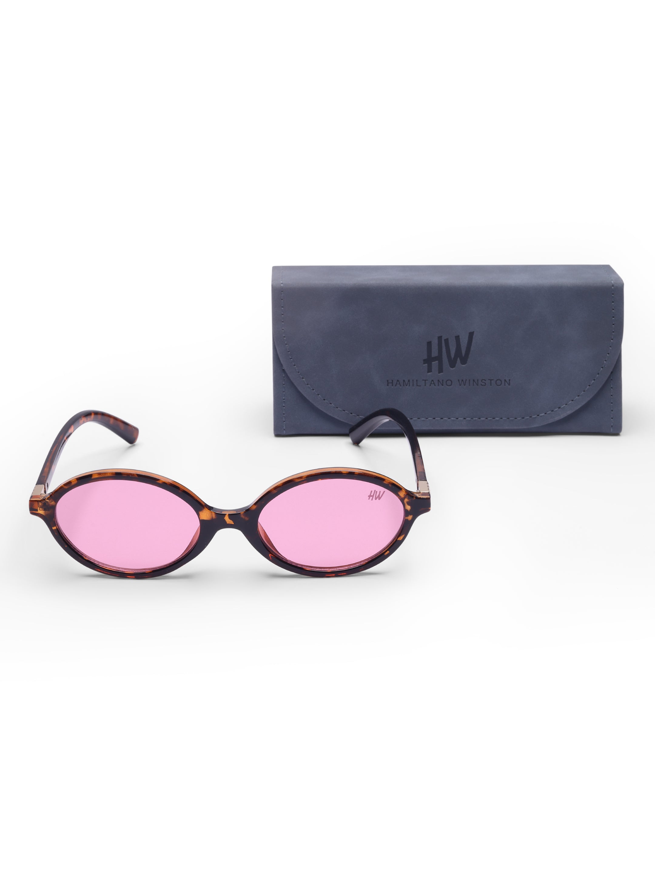 Women's Leopard Pink Oval Sunglasses