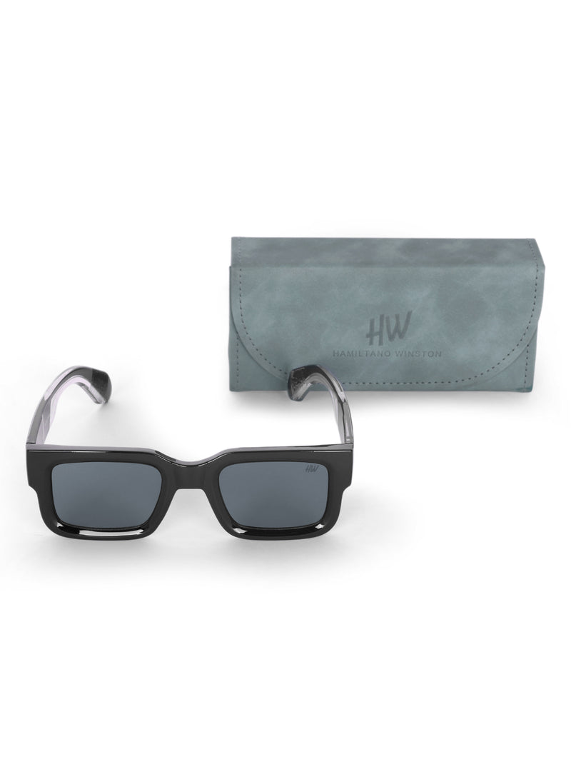 Men's Full Black UV Protected Wayfarer Rectangular Sunglasses