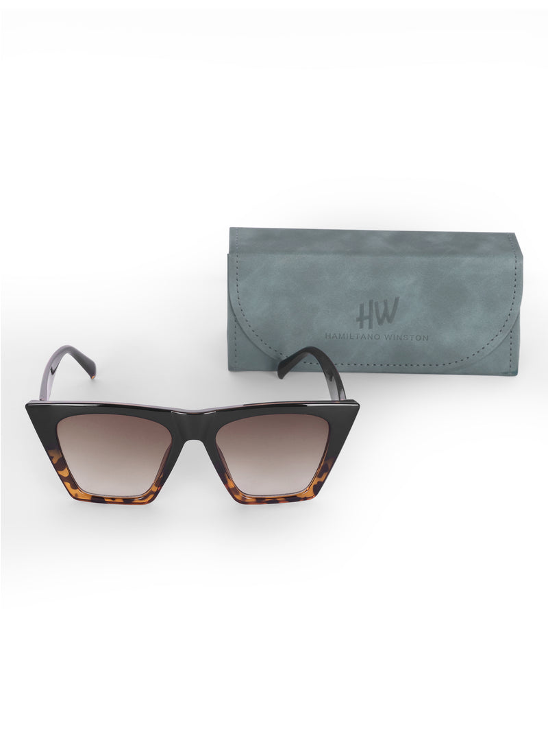 Women's Leopard Brown Cateye UV Protected Oversized Sunglasses