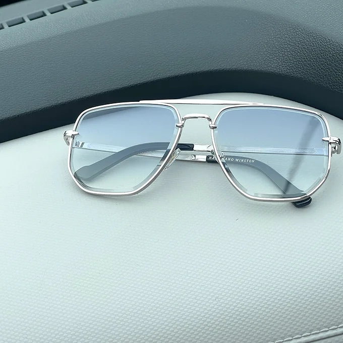 Silver blue metal wayfarer