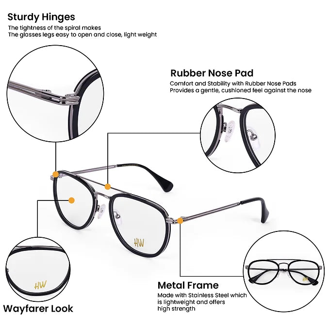 Hw unisex aviator optical