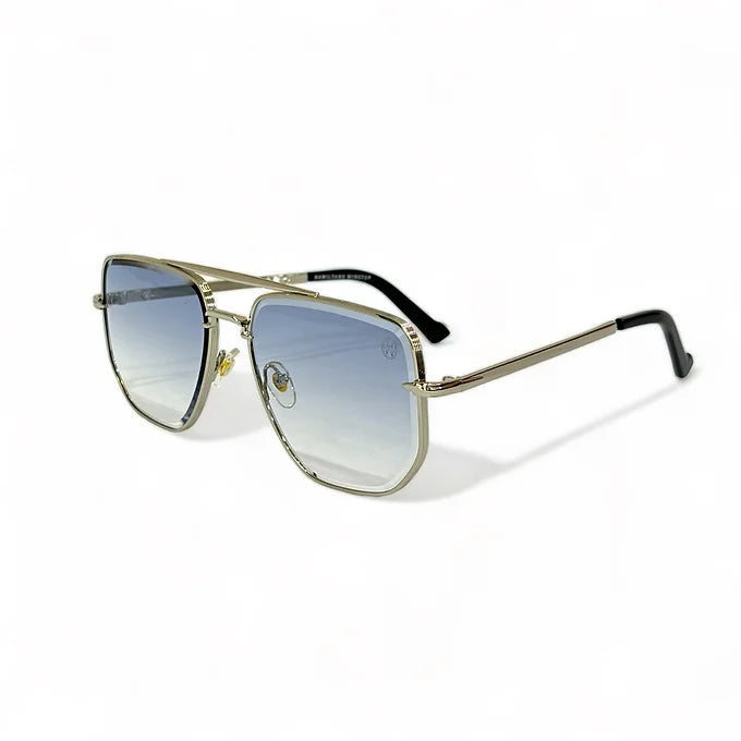 Silver blue metal wayfarer
