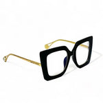 Black Oversized Transparent Cateye