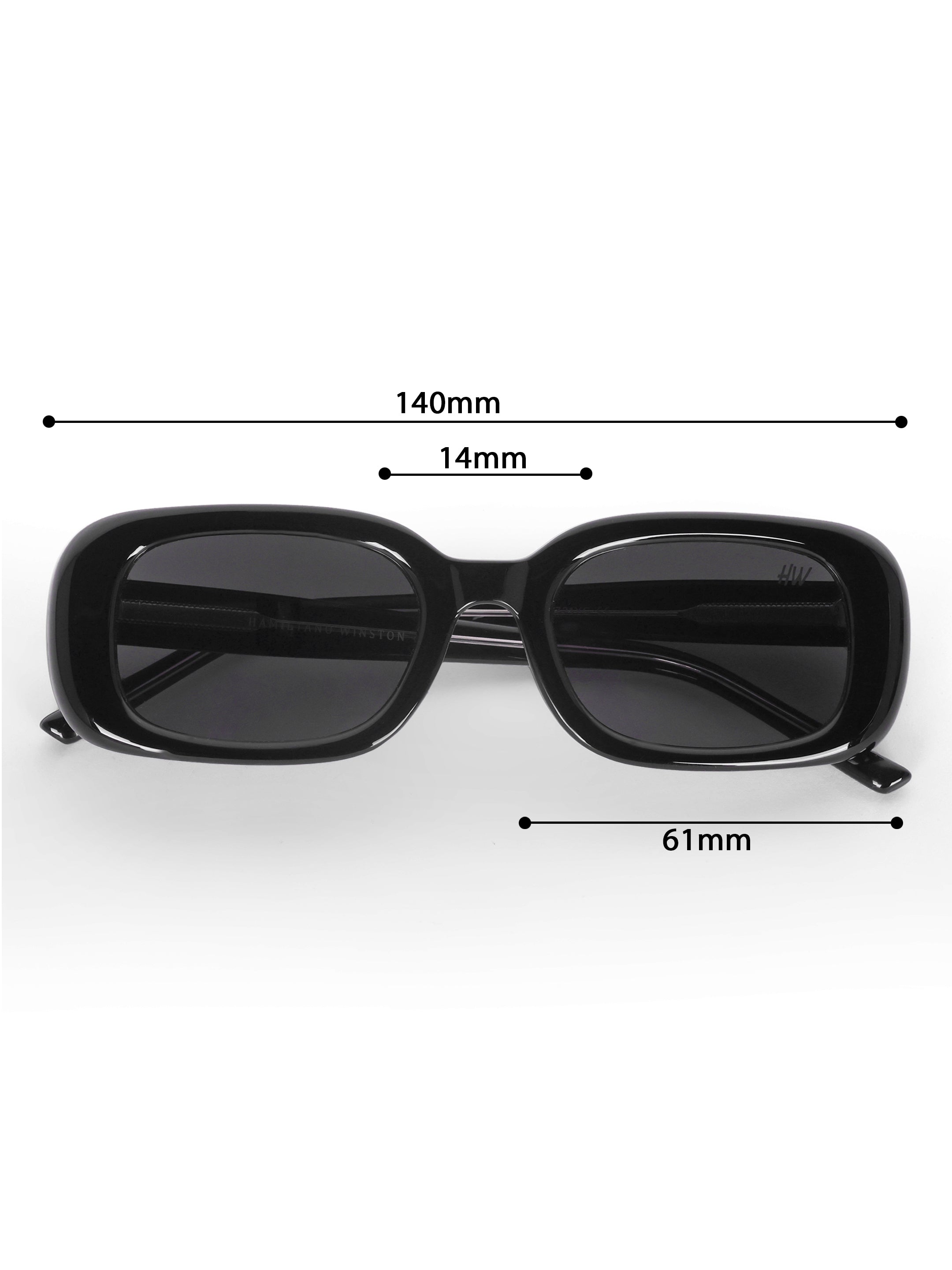 Women's Black Rectangular uv protected premium sunglasses by Hamiltano Winston
