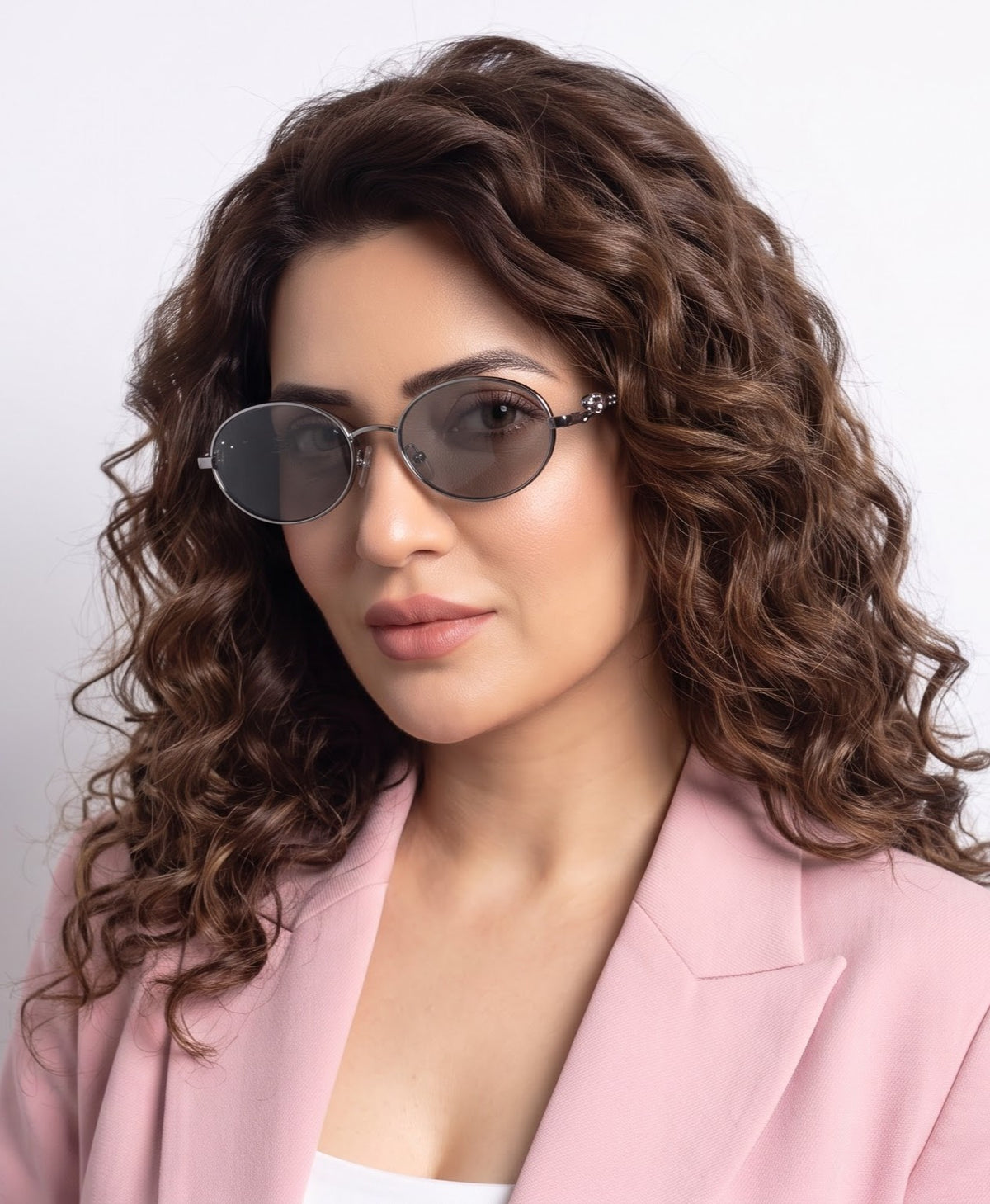 Luxy Silver Grey Oval Women Sunglasses