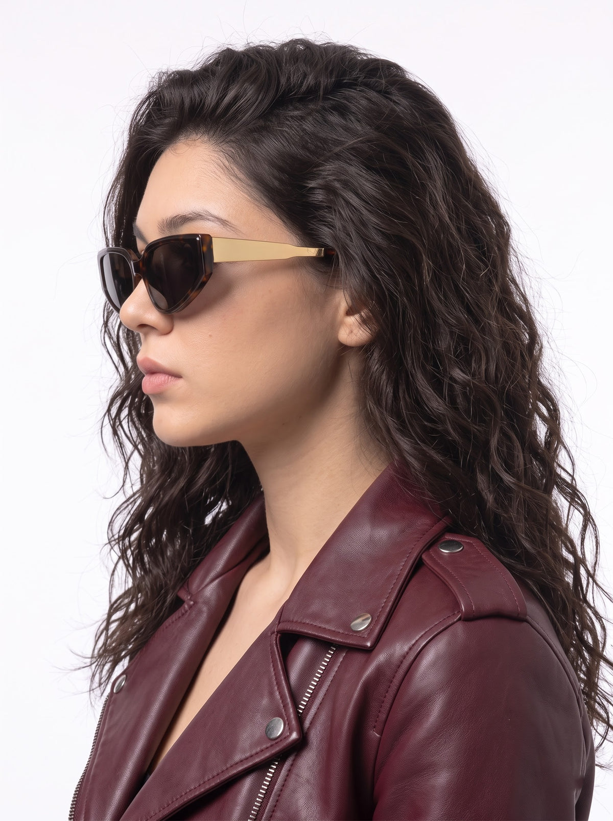 Nasty Leopard Gold Brown Cateye Women Sunglasses