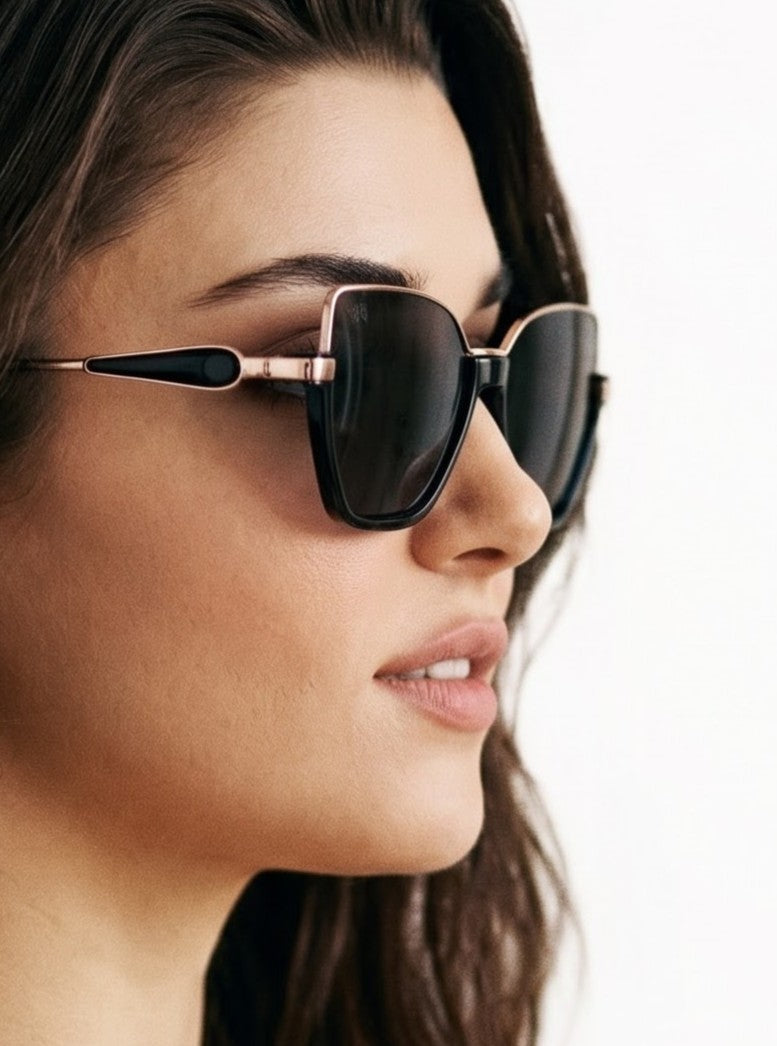 Sovereign Gold Black Cateye Women Sunglasses