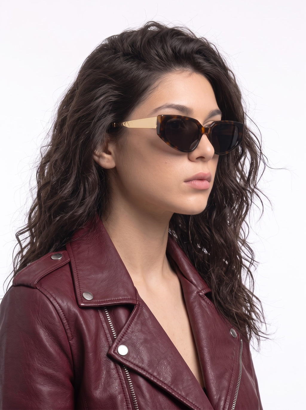 Nasty Leopard Gold Brown Cateye Women Sunglasses
