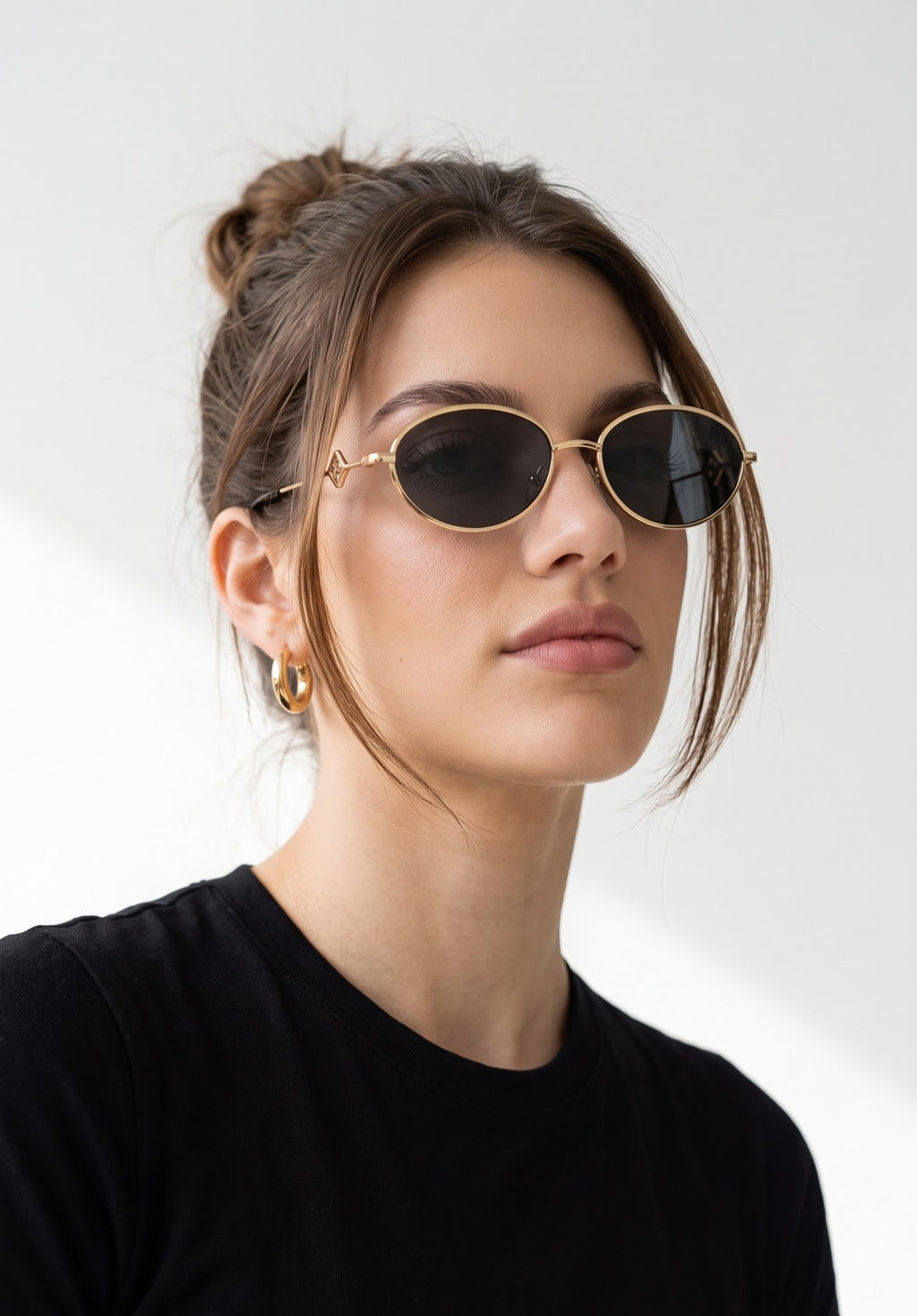 Luxy Gold Black Oval Women Sunglasses