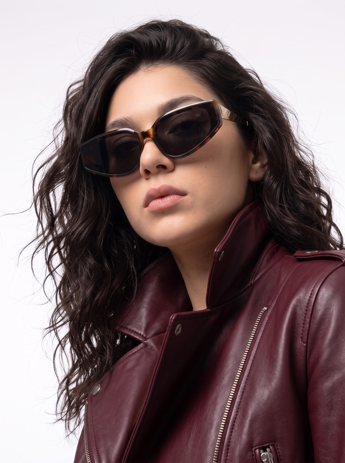 Nasty Leopard Gold Brown Cateye Women Sunglasses