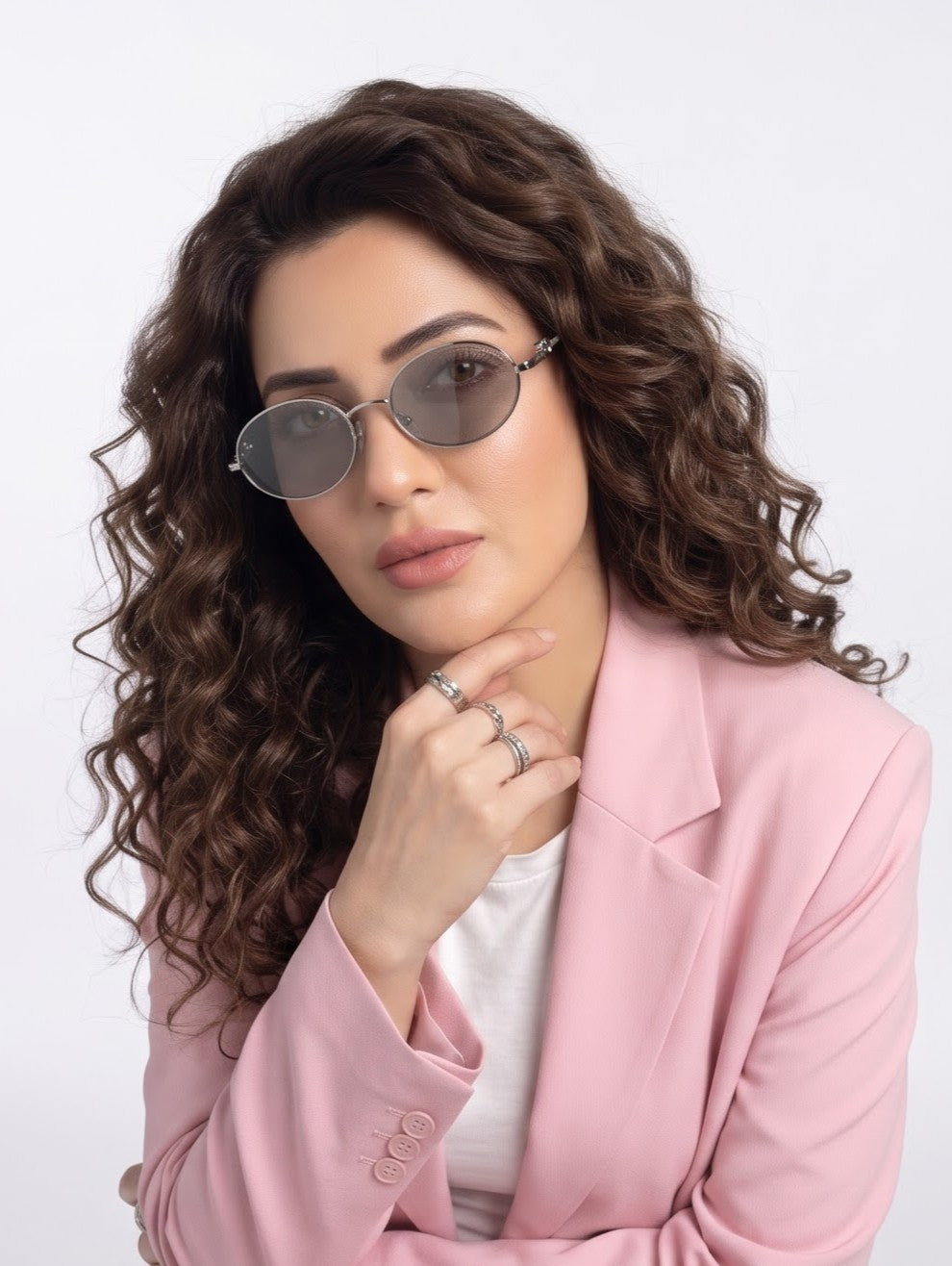 Luxy Silver Grey Oval Women Sunglasses
