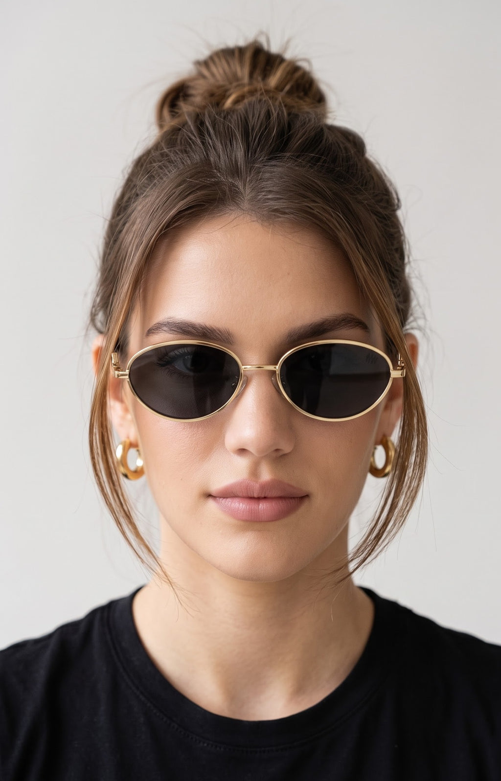 Luxy Gold Black Oval Women Sunglasses