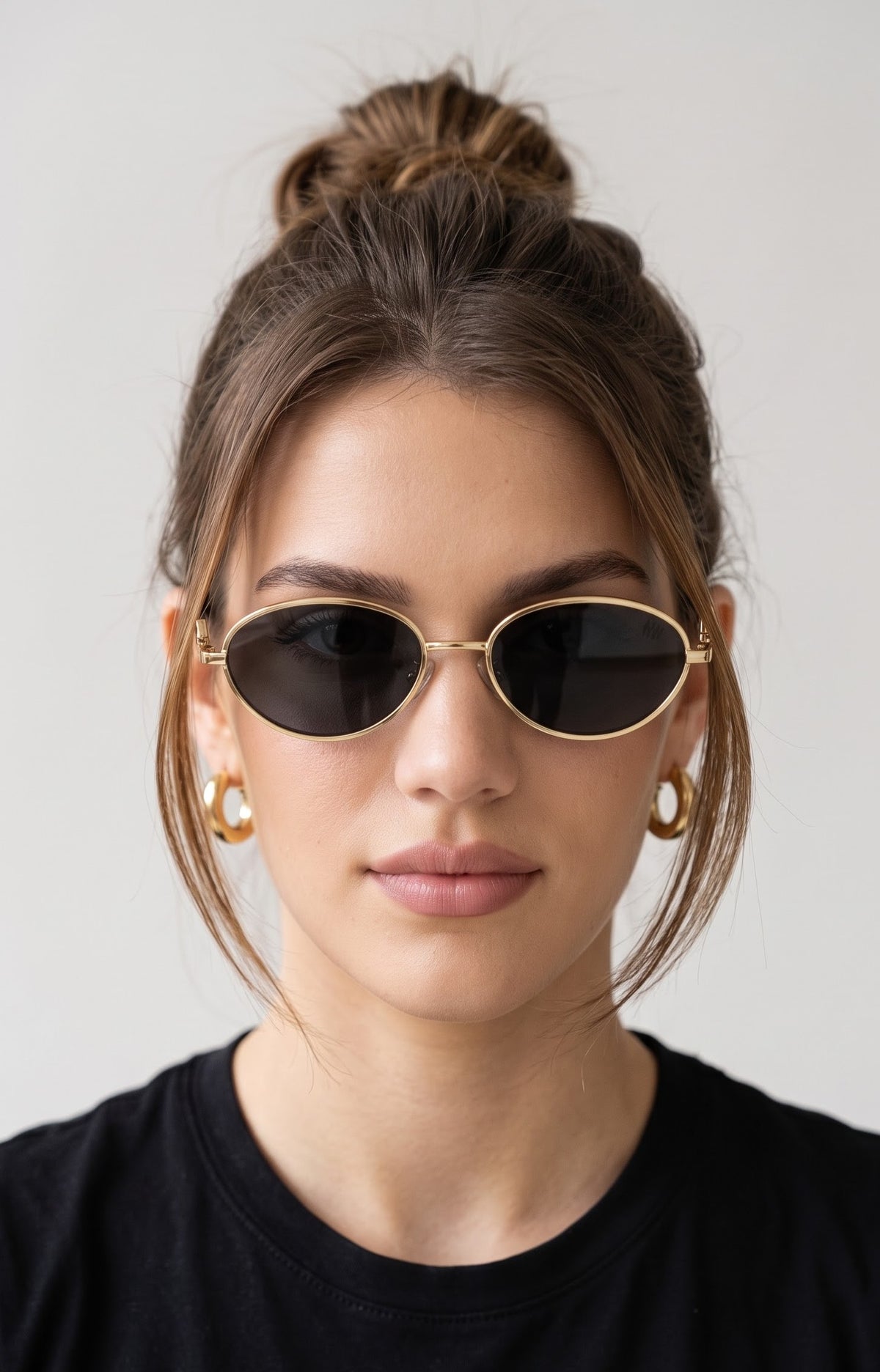 Luxy Gold Black Oval Women Sunglasses