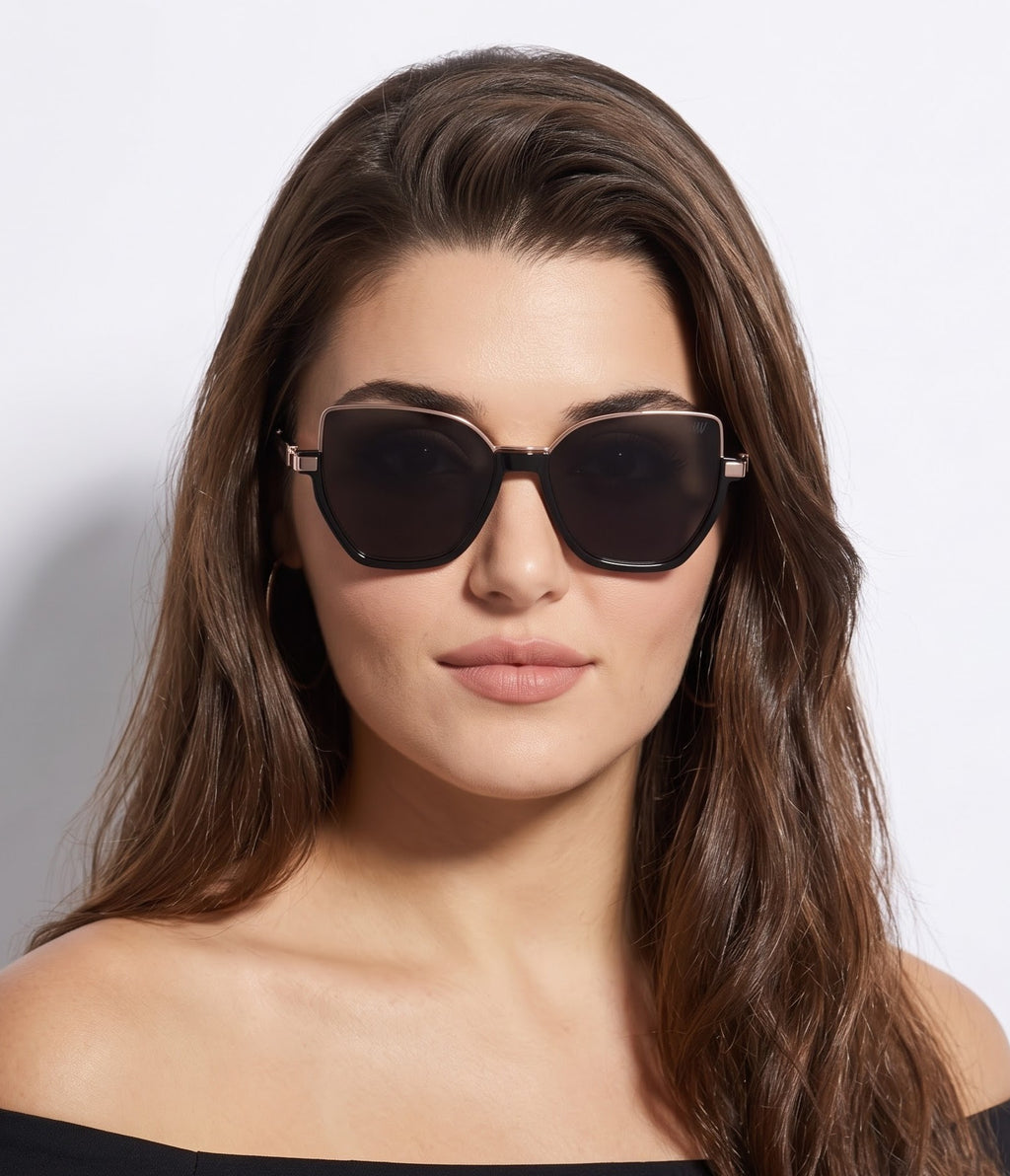 Sovereign Gold Black Cateye Women Sunglasses