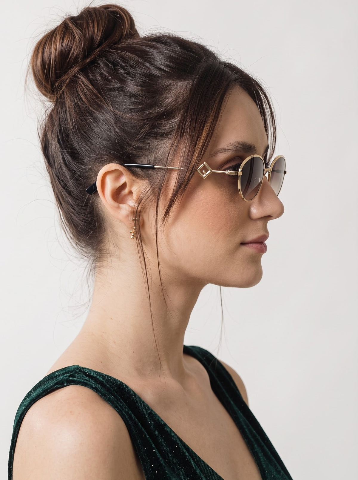 Luxy Gold Shade Brown Metallic Oval Women Sunglasses