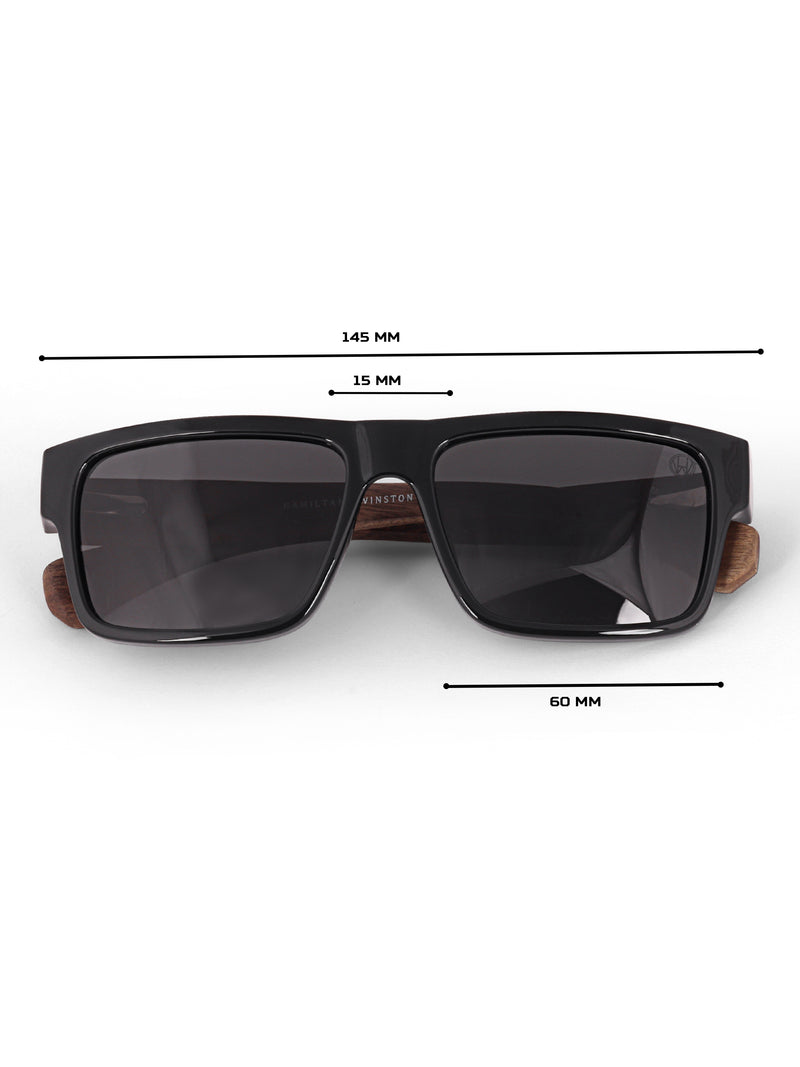 Black wood style wayfarer mens sunglasses