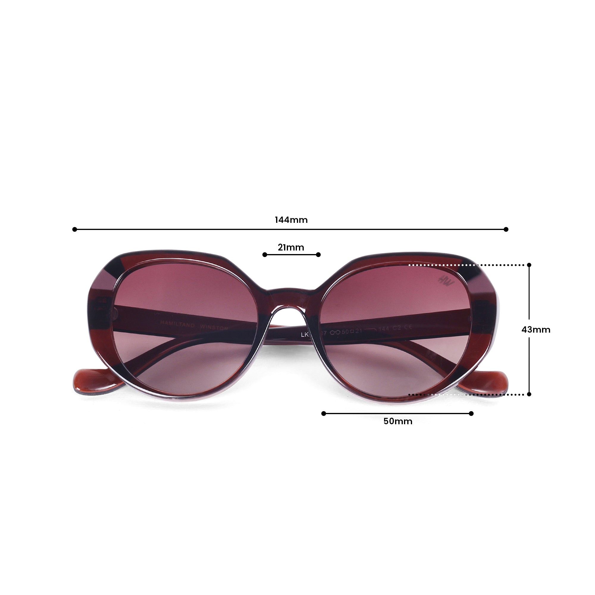 Women UV Protected Cat Eye Sunglasses Brown