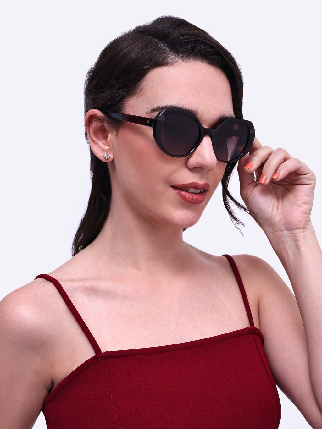 Women UV Protected Cat Eye Sunglasses Brown