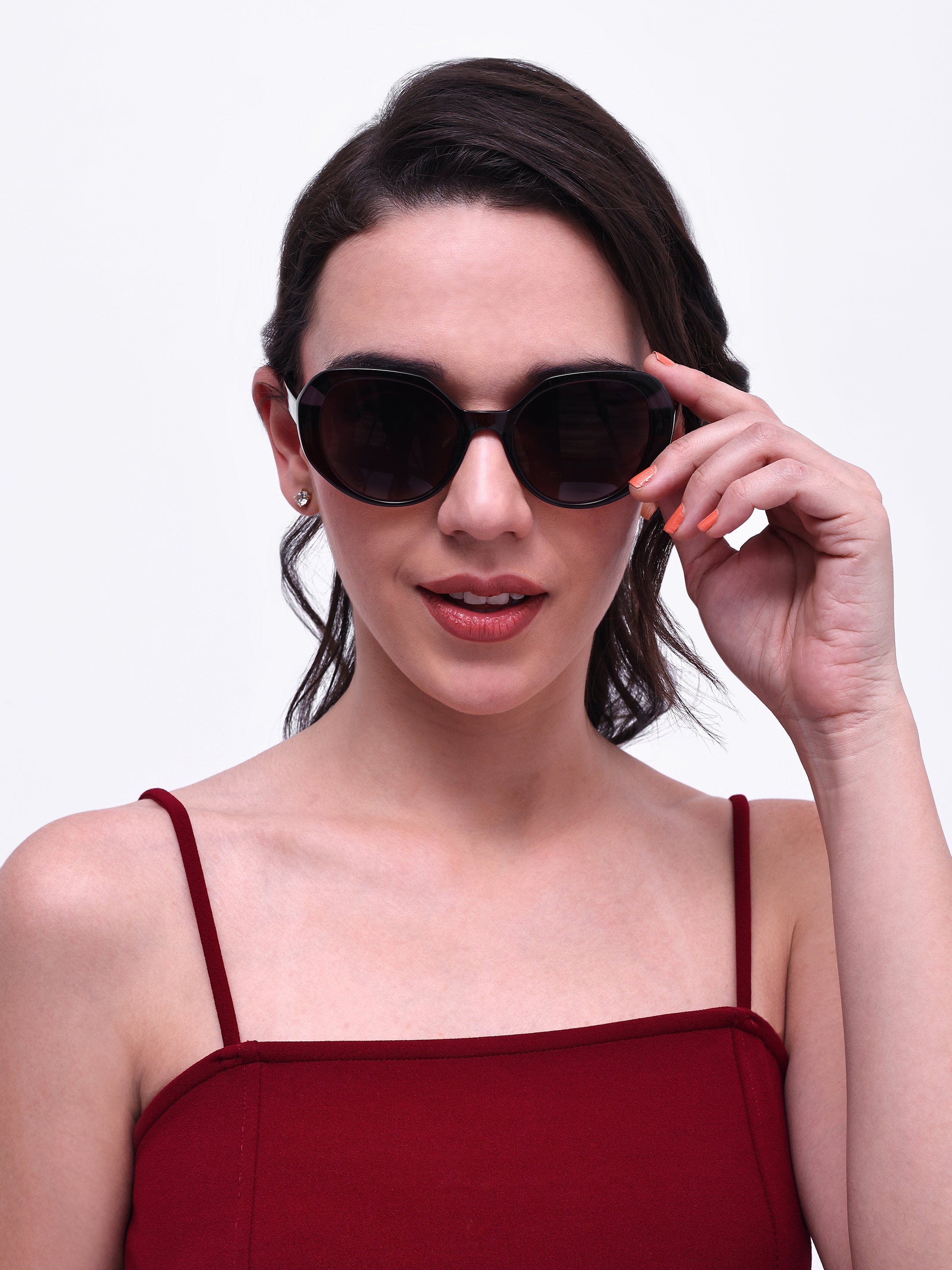 Women UV Protected Cat Eye Sunglasses Brown