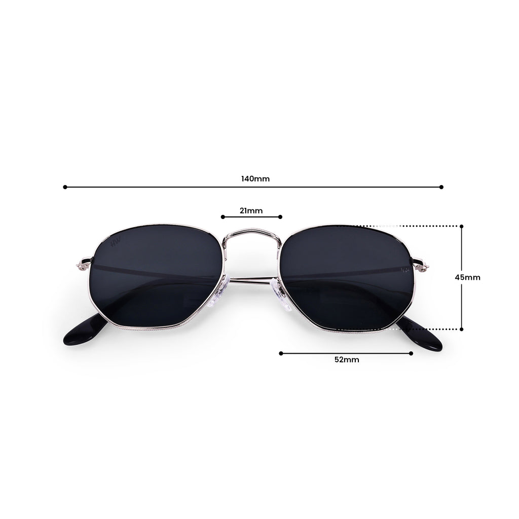Men Hexagon UV Protected Sunglasses Black