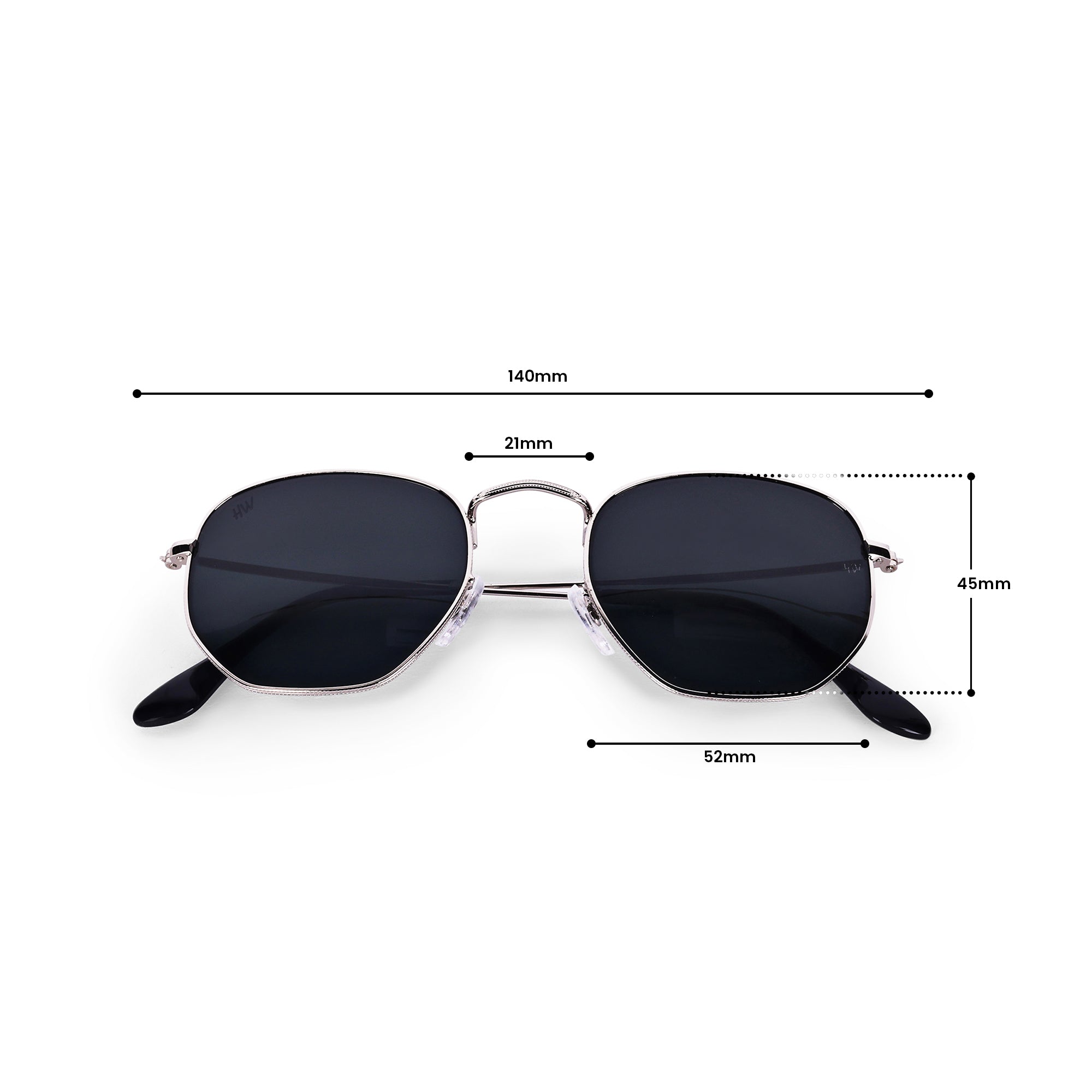 Men Hexagon UV Protected Sunglasses Black
