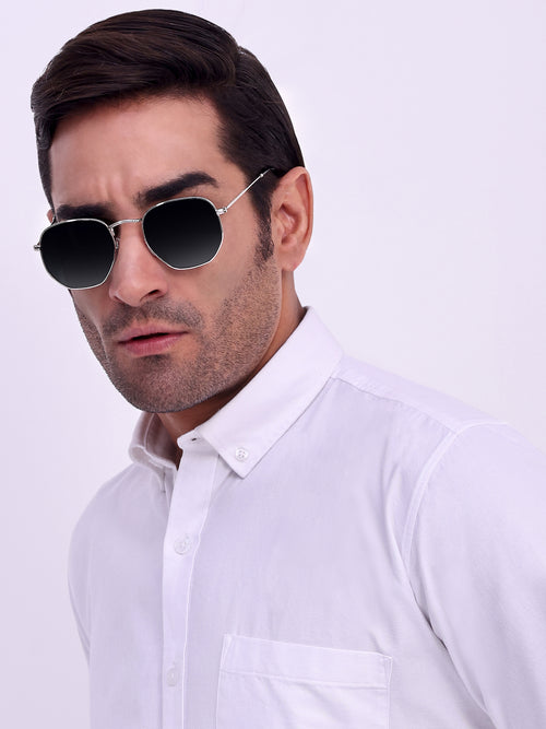 Men Hexagon UV Protected Sunglasses Black