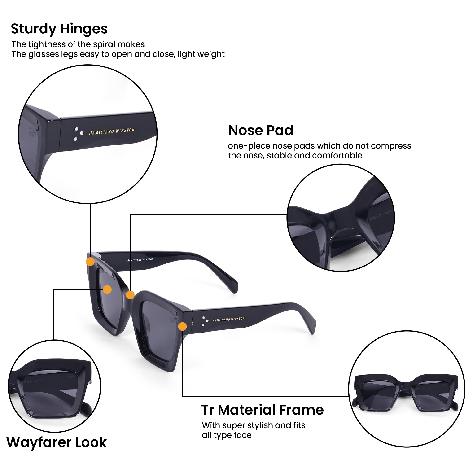 Oversize Square UV Protected Women Sunglasses Black