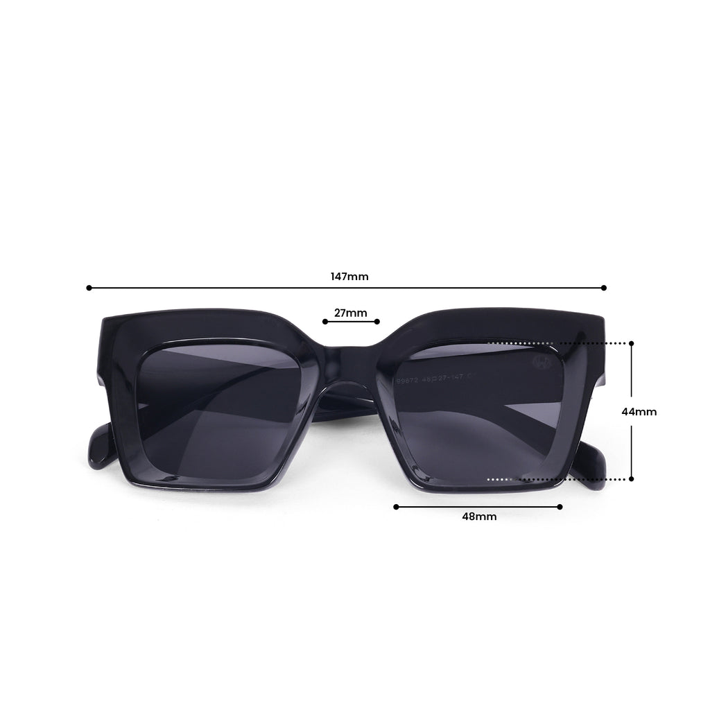 Oversize Square UV Protected Women Sunglasses Black