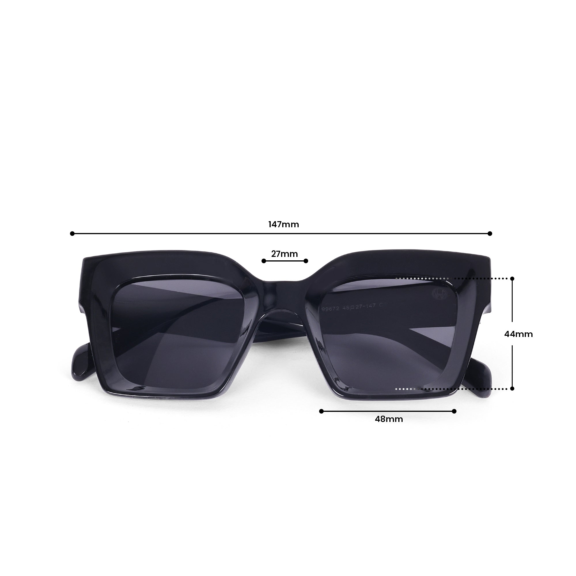 Oversize Square UV Protected Women Sunglasses Black