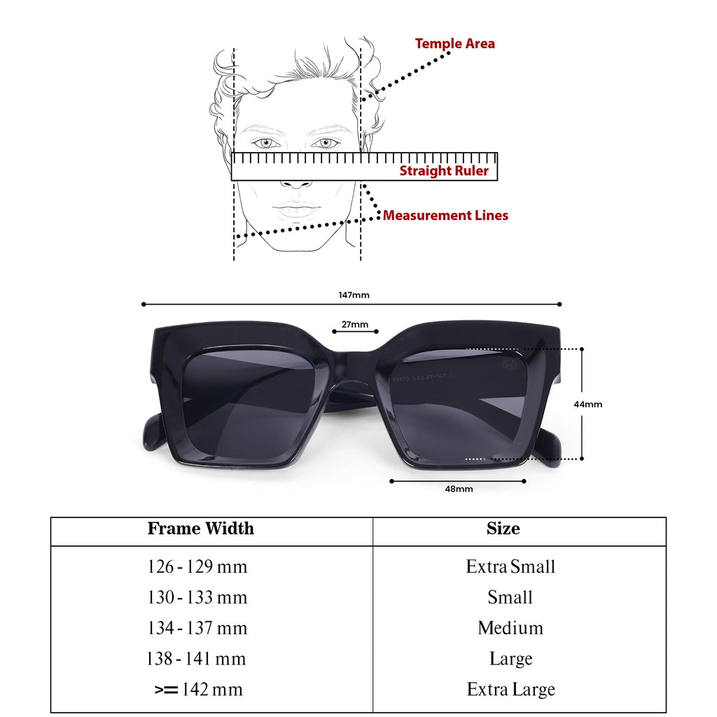 Oversize Square UV Protected Women Sunglasses Black
