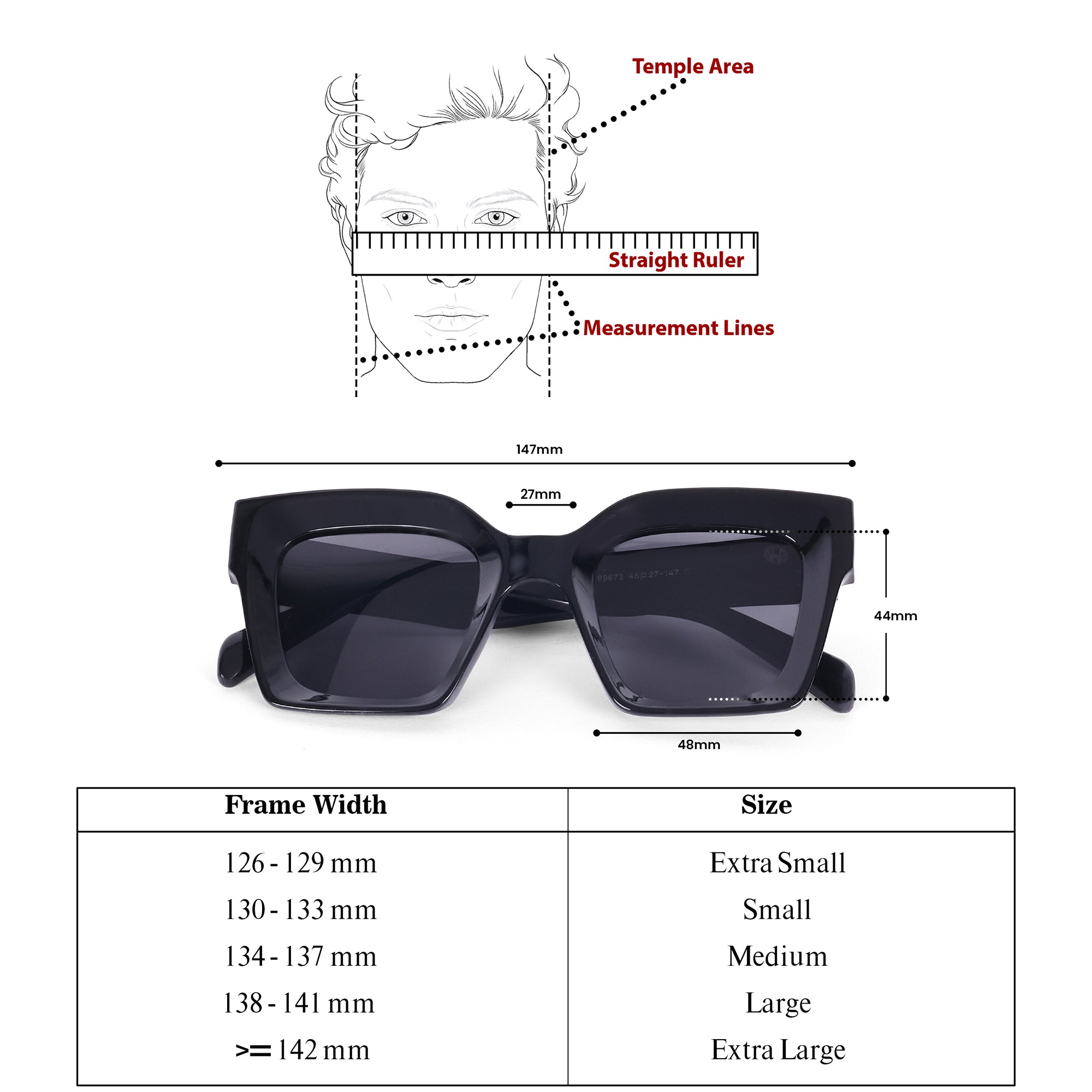 Oversize Square UV Protected Women Sunglasses Black