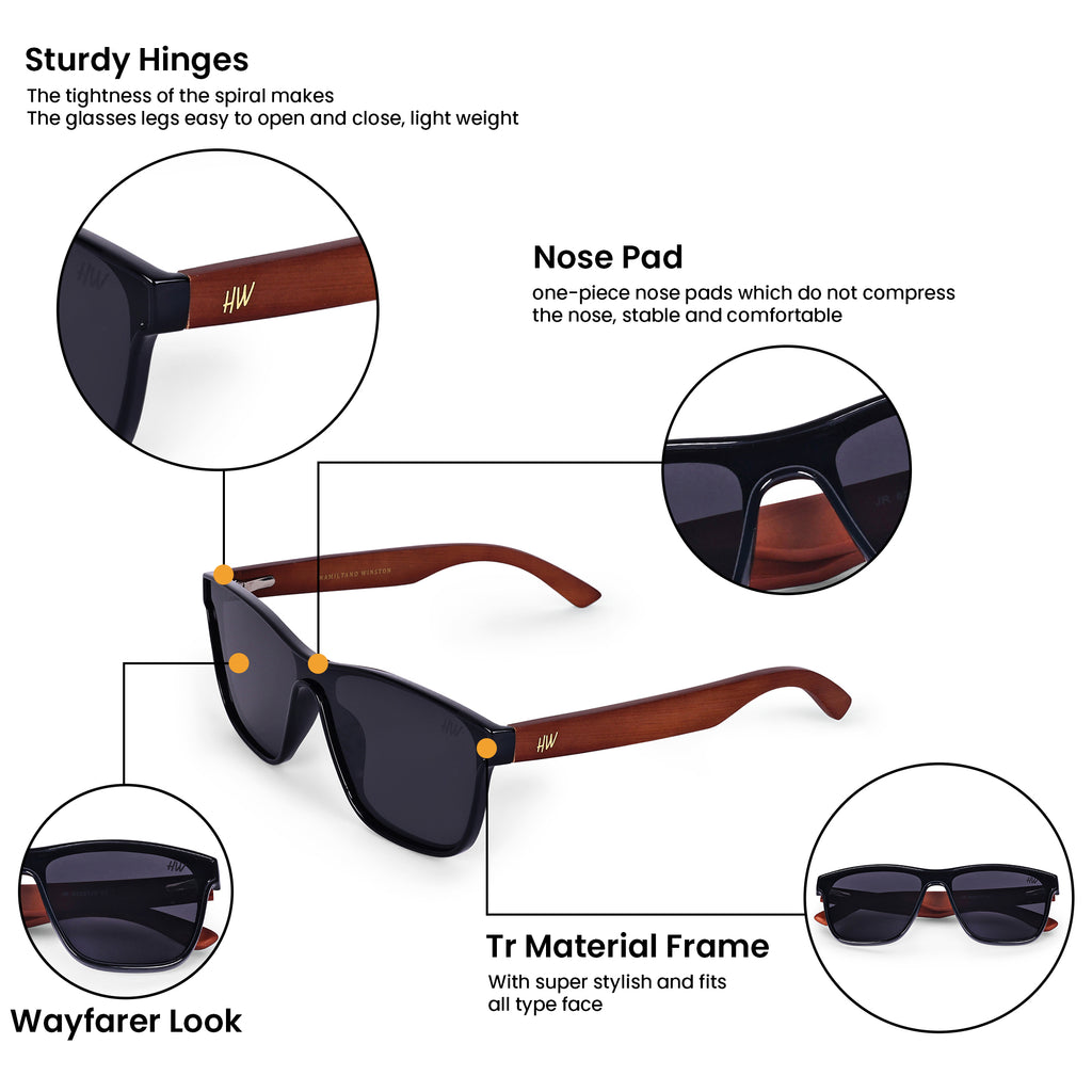 Men Wayfarer UV Protected Sunglasses Black