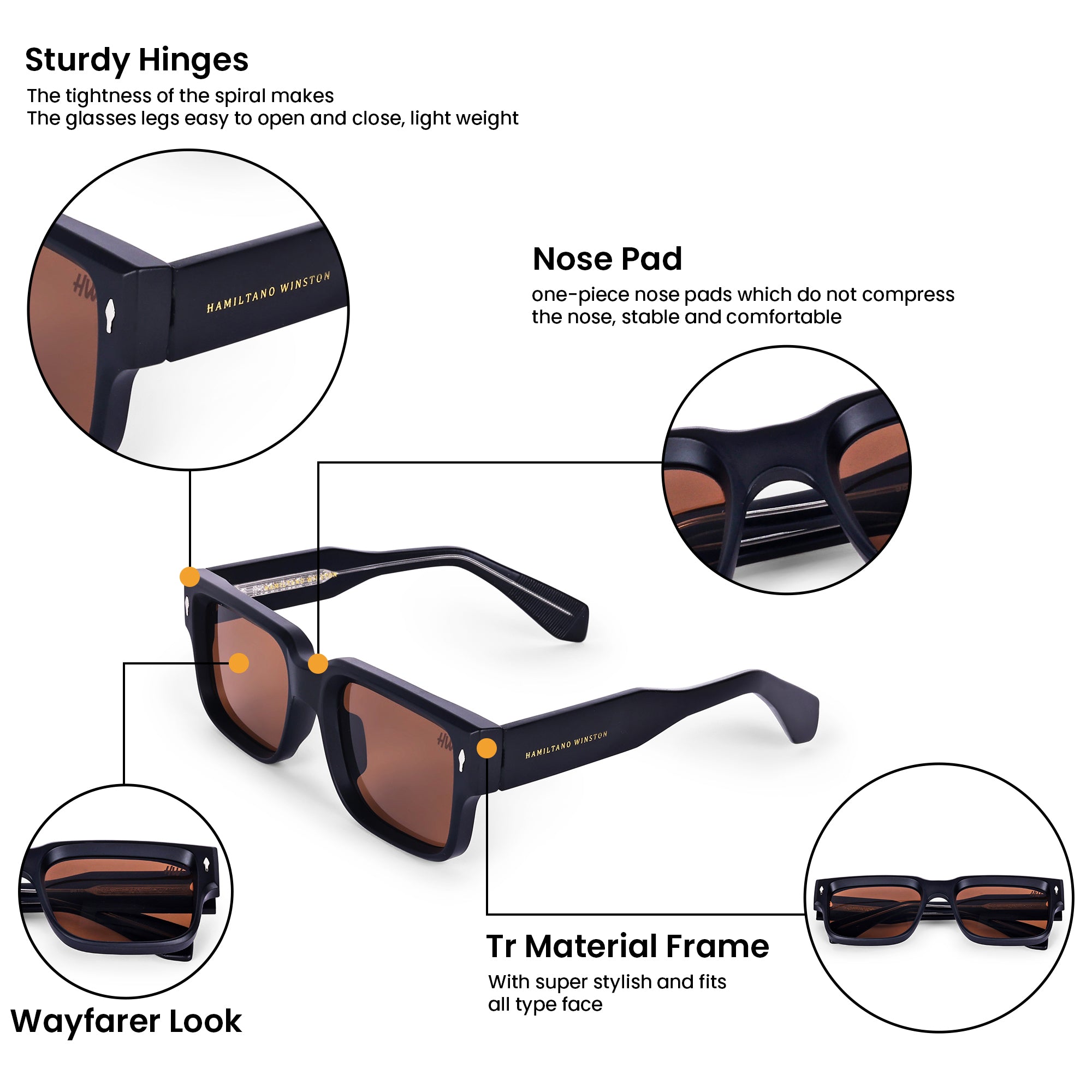 Men Wayfarer Rectangular UV Protected Sunglasses Brown