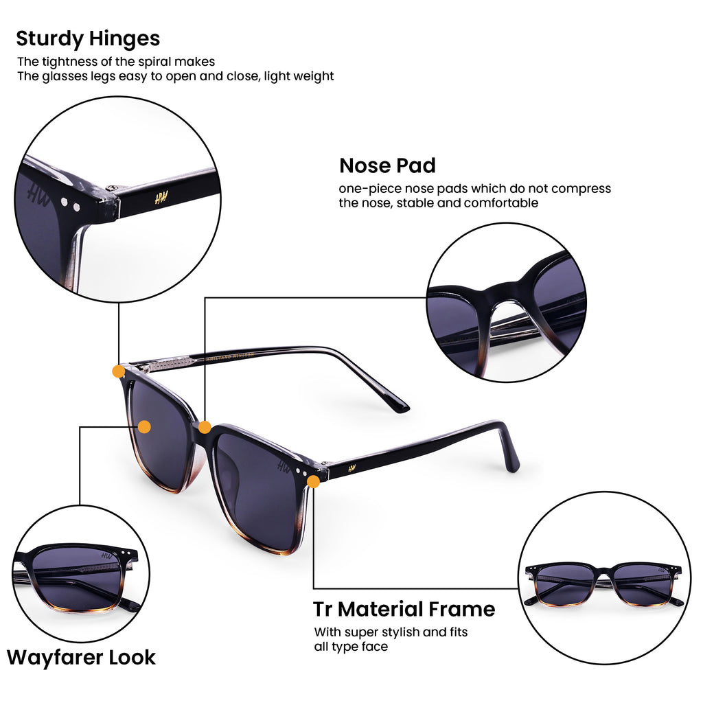 Men's Wayfarer UV Protected Sunglasses Black