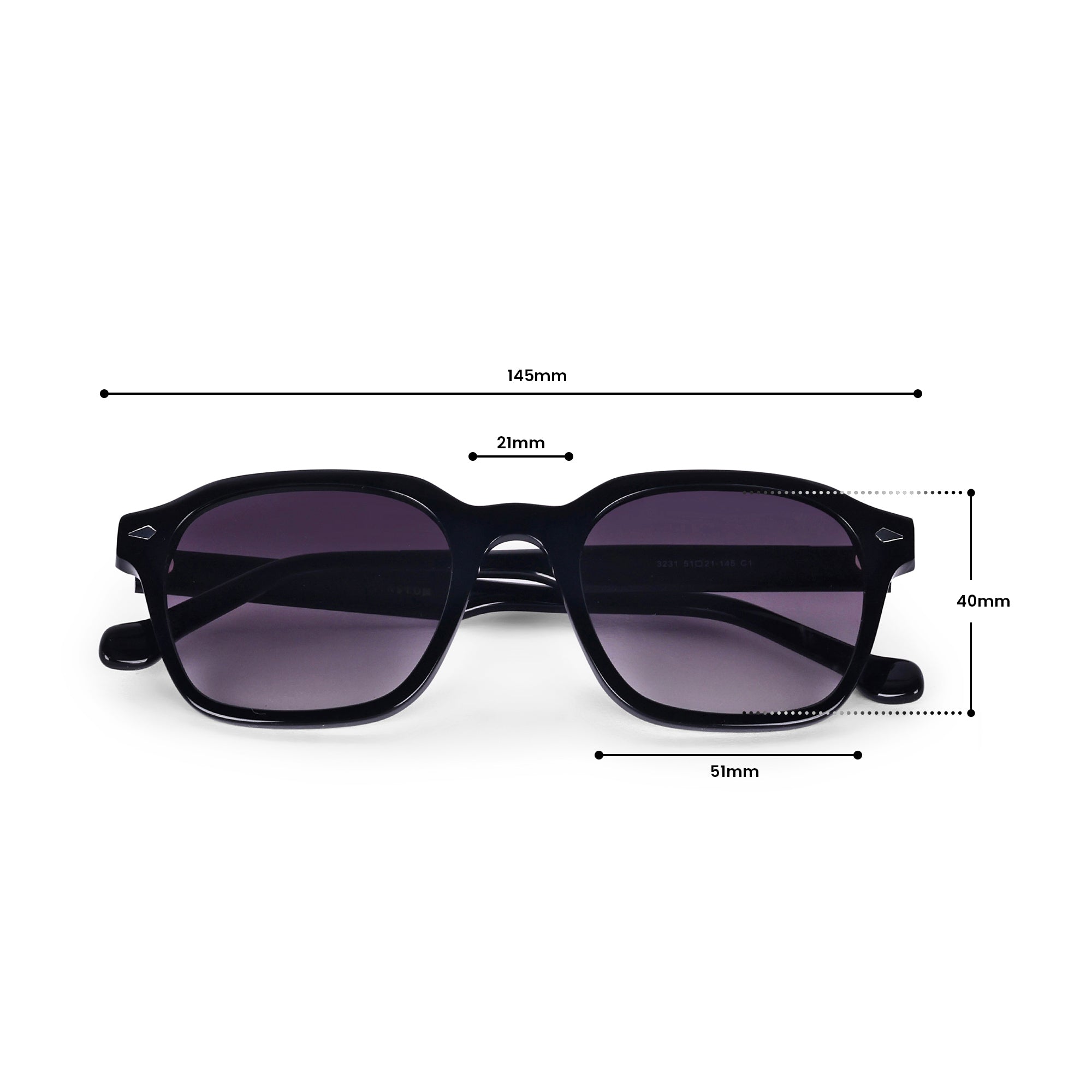Men Wayfarer UV Protected Sunglasses Black