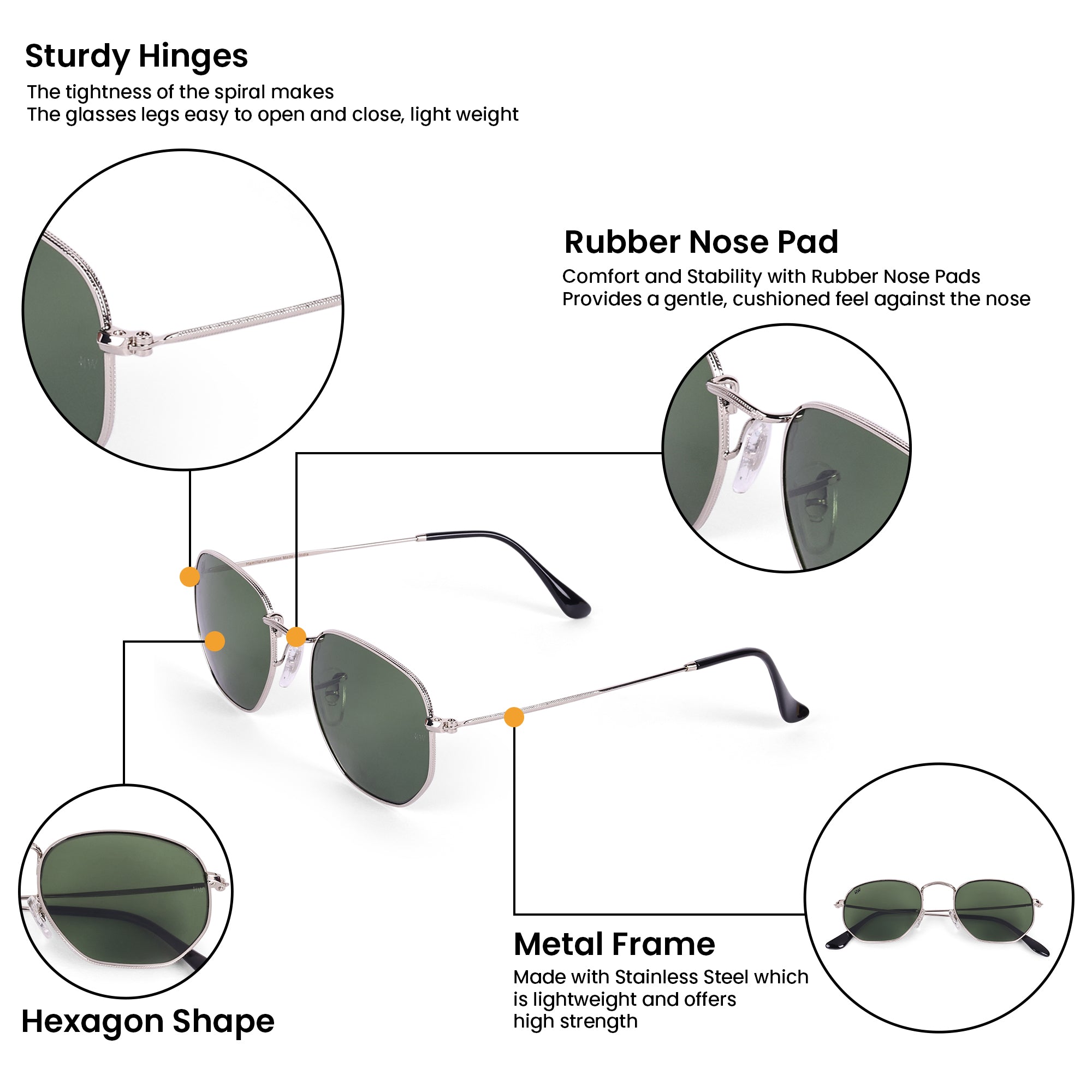Men Hexagon UV Protected Sunglasses Grey