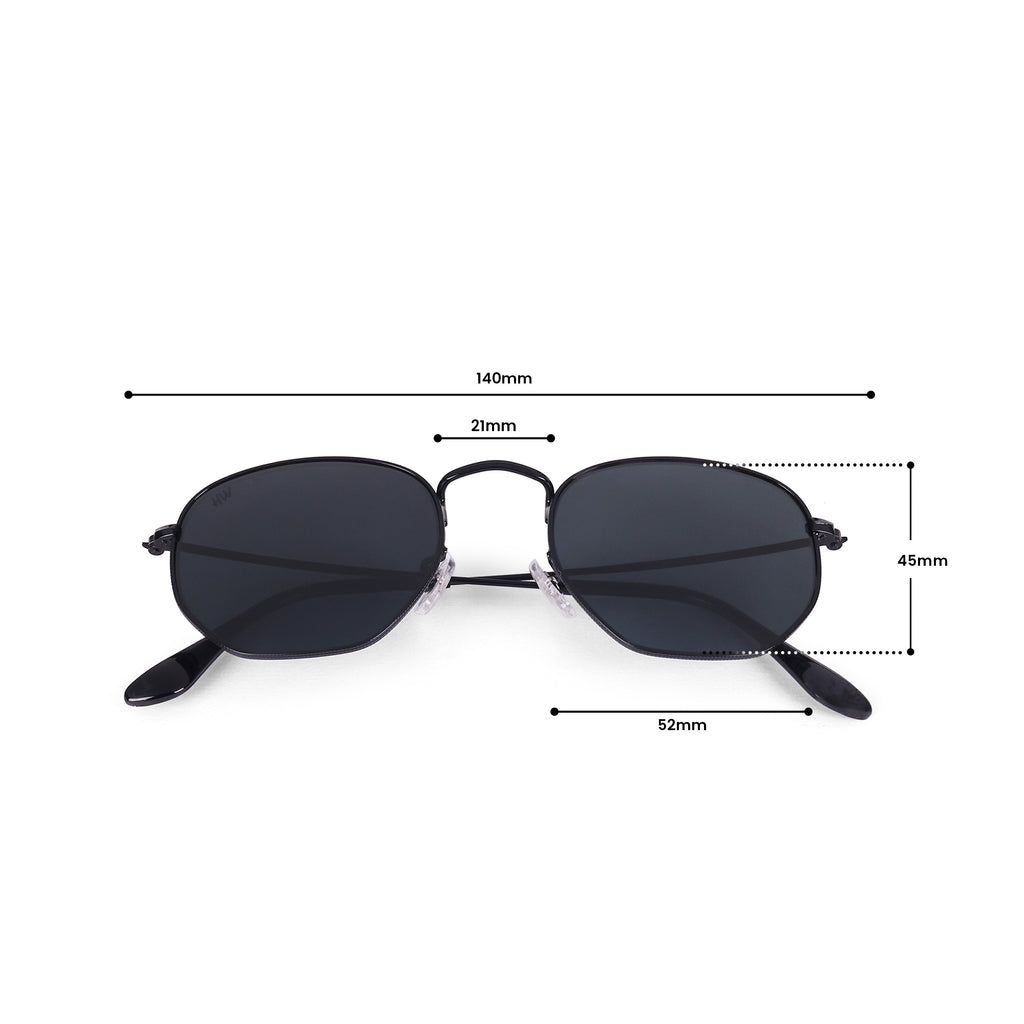 Men Hexagon UV Protected Sunglasses Black
