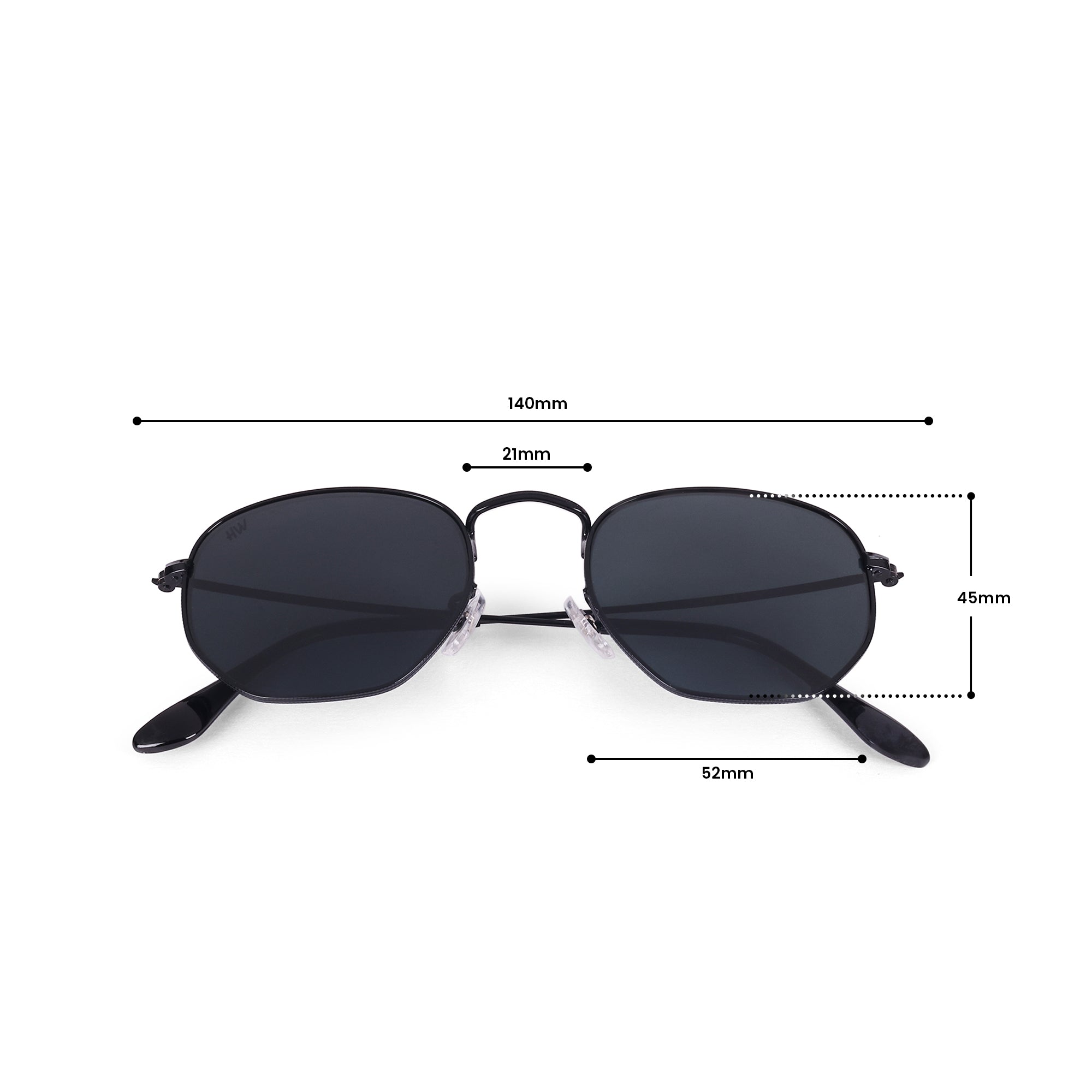 Men Hexagon UV Protected Sunglasses Black