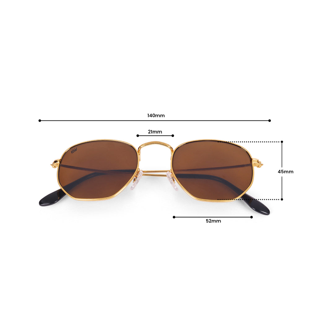 Men Hexagon UV Protected Sunglasses Brown