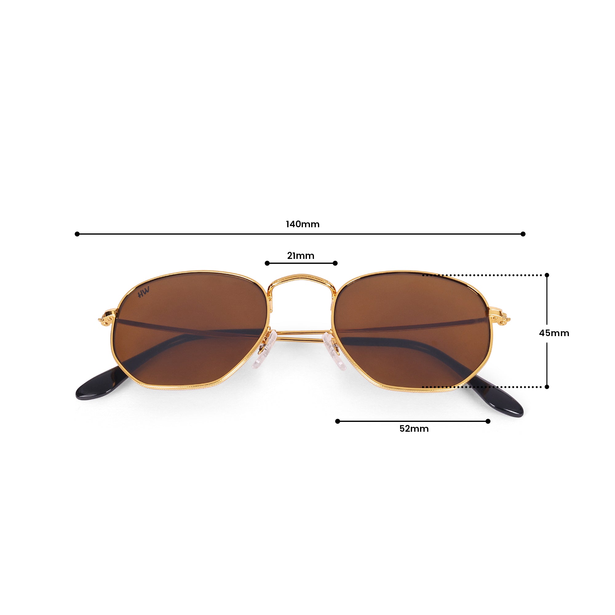 Men Hexagon UV Protected Sunglasses Brown