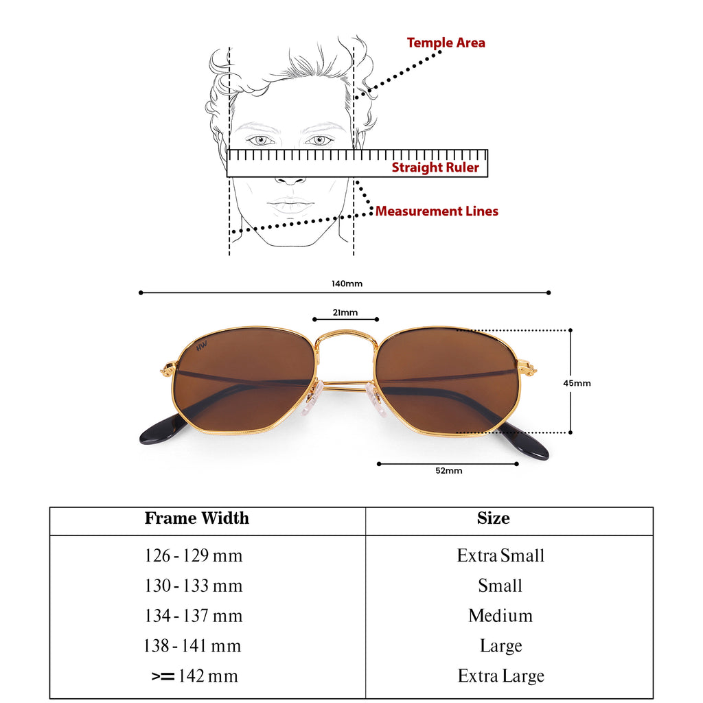 Men Hexagon UV Protected Sunglasses Brown