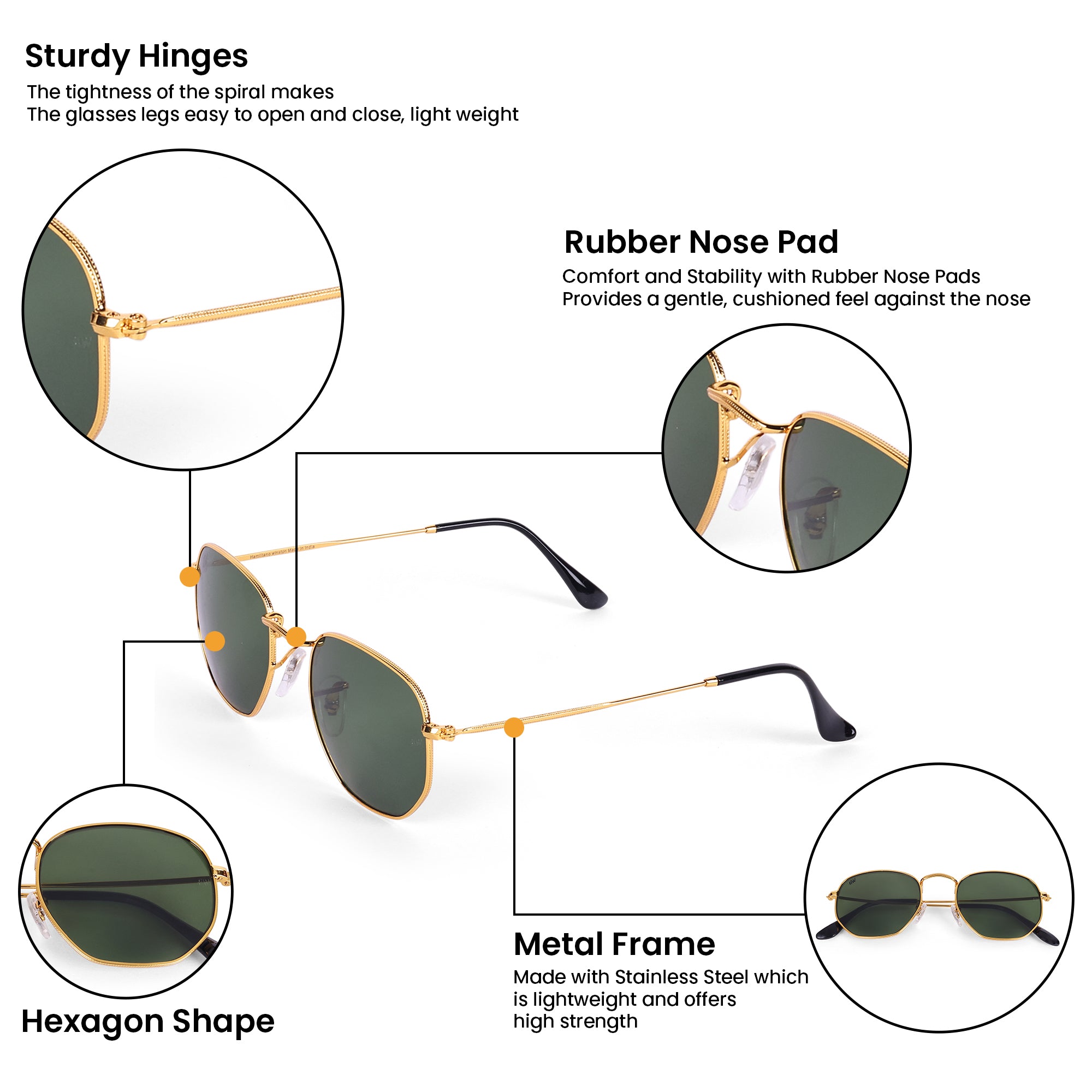 Men Hexagon UV Protected Sunglasses Green